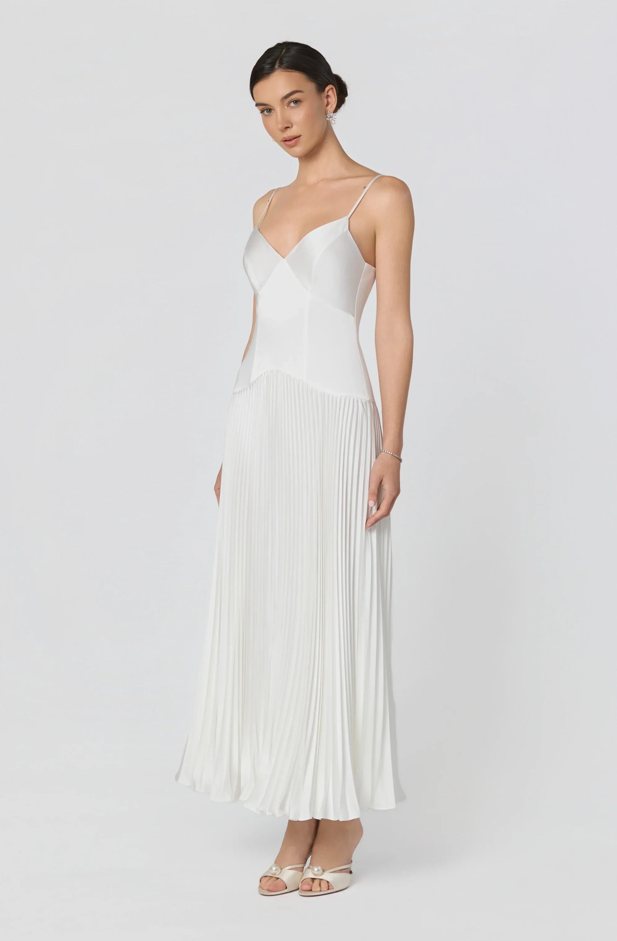 Inixyf Pleated Drop Waist Maxi Dress