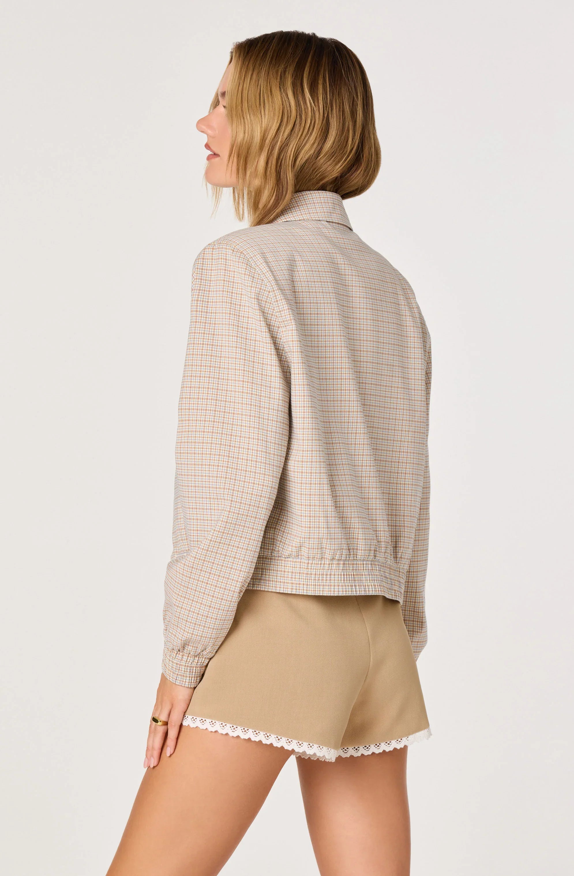 Inixyf Reid Plaid Elastic Hem Jacket