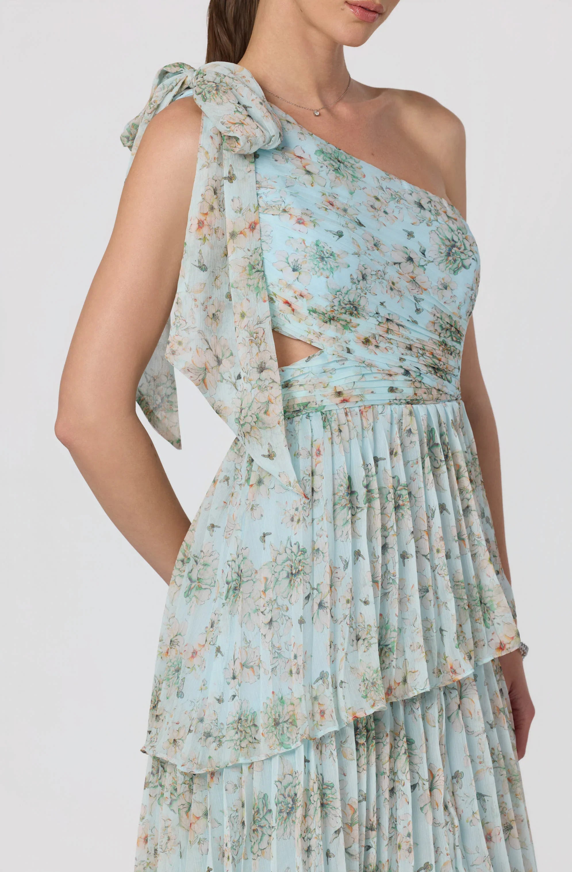 Inixyf Tearra Floral One-Shoulder Tiered Maxi Dress