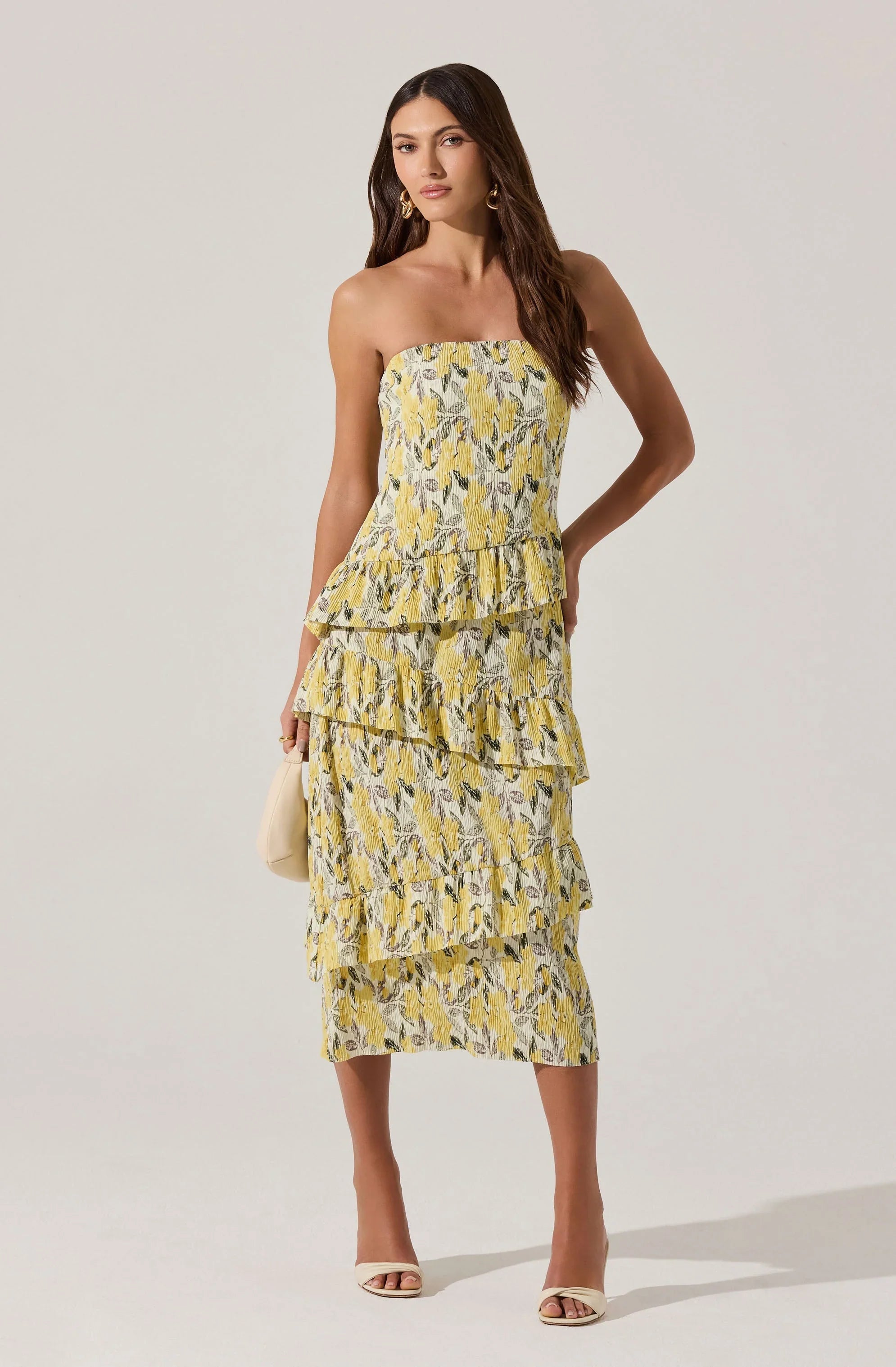 Lbruh Asymmetrical Tiered Ruffle Midi Dress