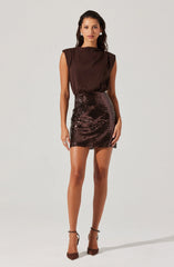 Lbruh Sequin Mixed Media Mini Dress