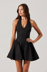 Lbruh Meana V-Neck Halter Mini Dress