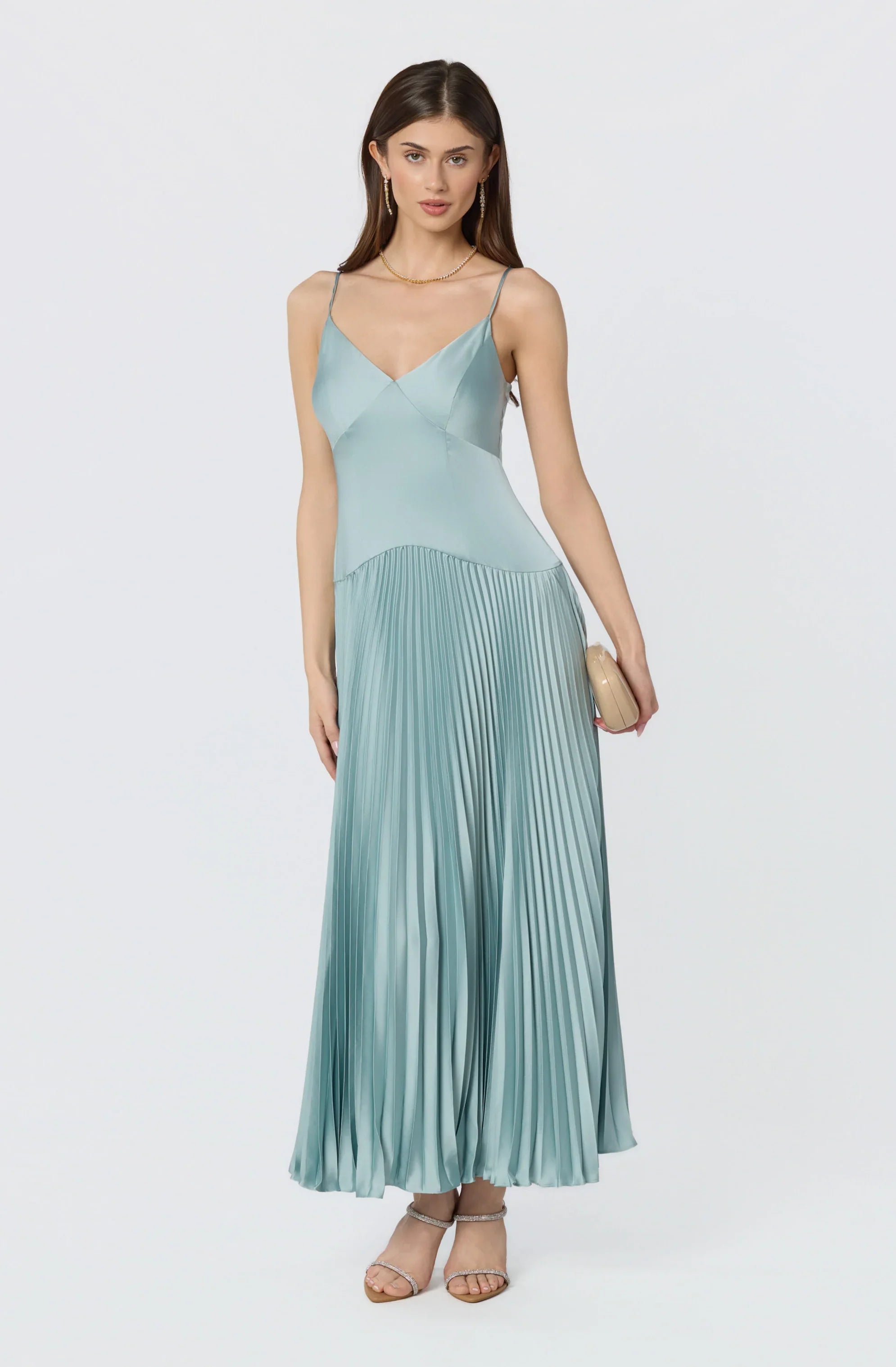 Inixyf Pleated Drop Waist Maxi Dress