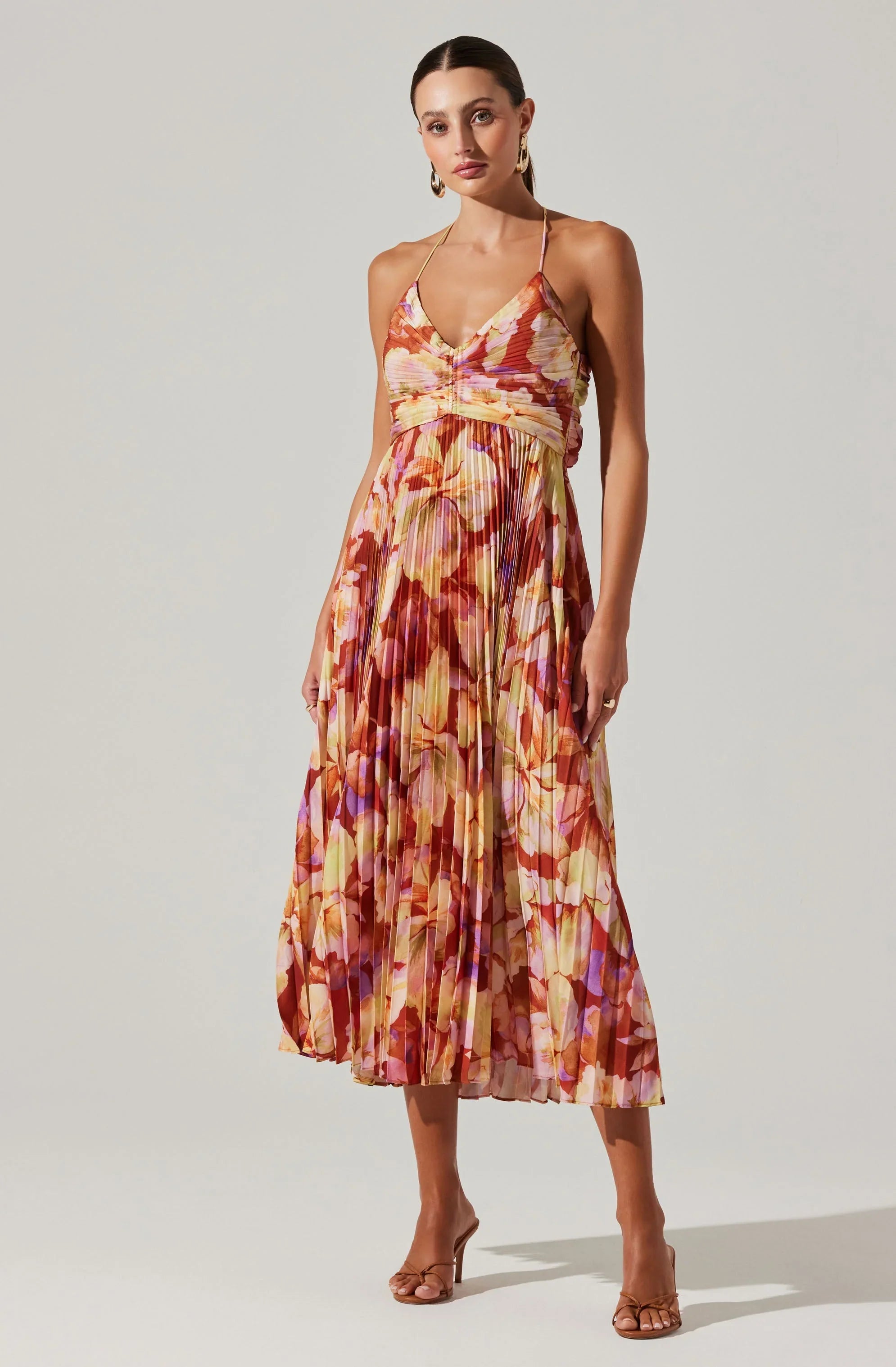 Inixyf Blythe Floral Plisse Midi Dress