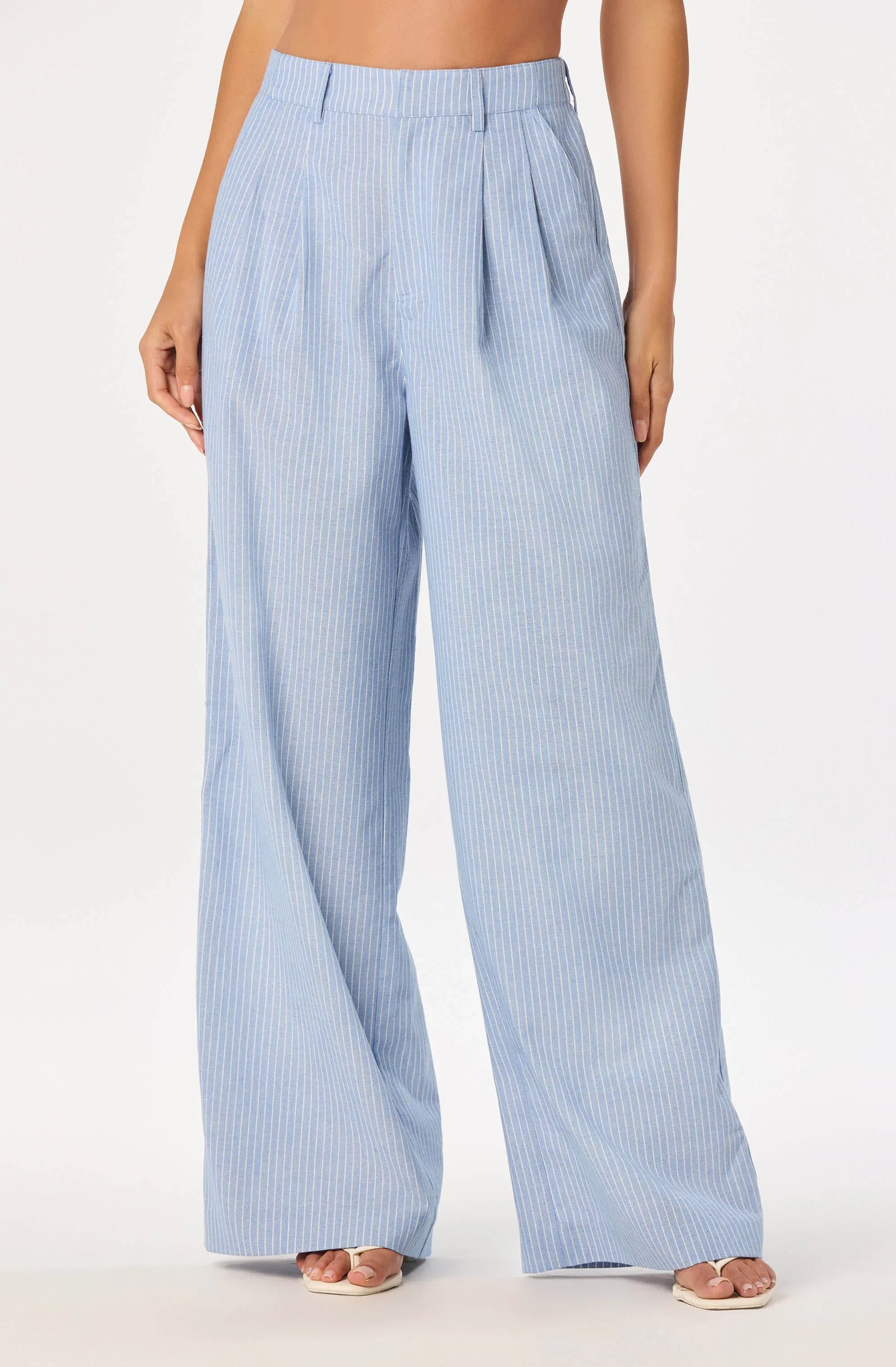 Inixyf Linsey Striped Wide Leg Linen Pants