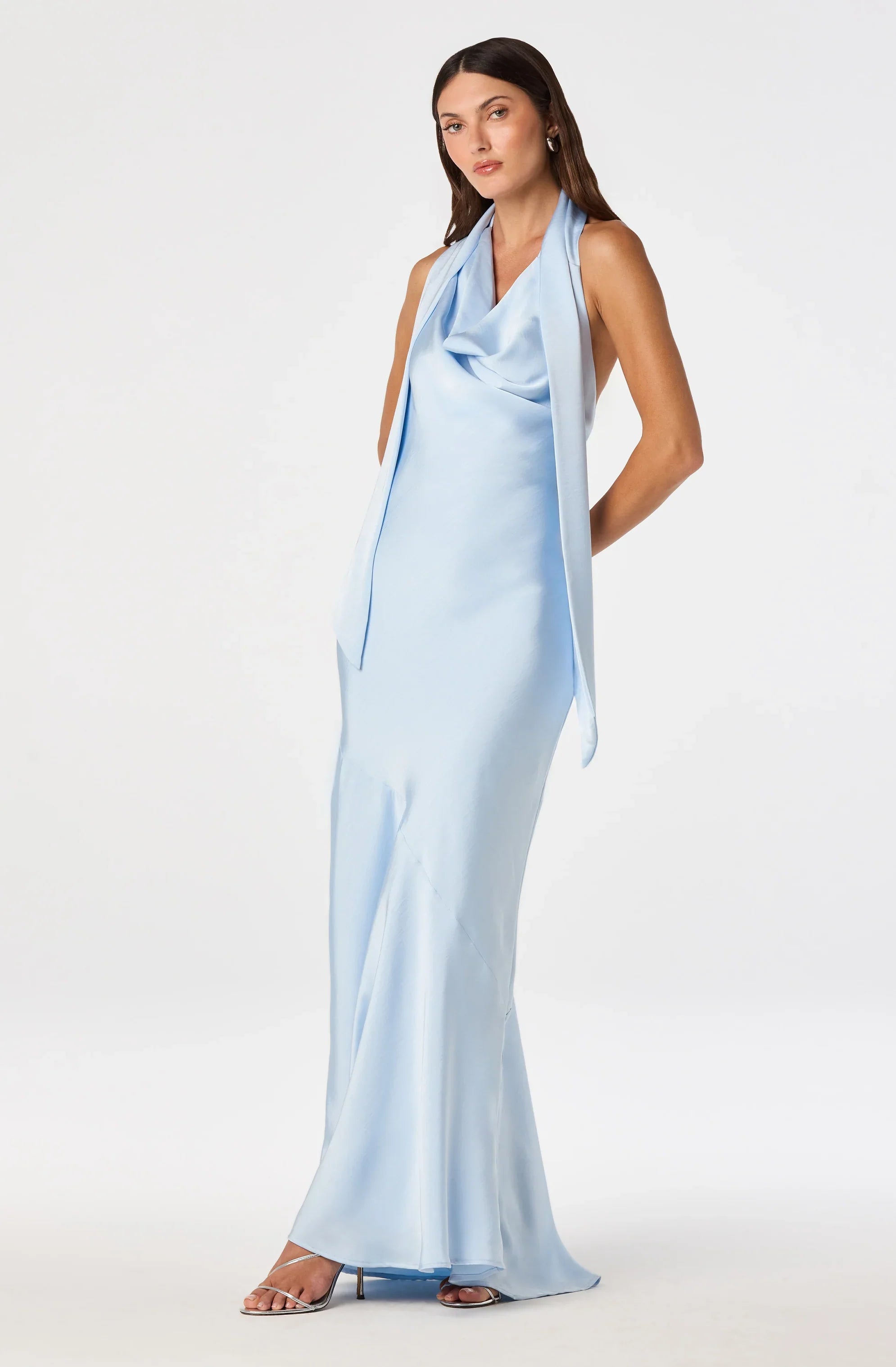 Lbruh Varya Satin Cowl Neck Maxi Dress