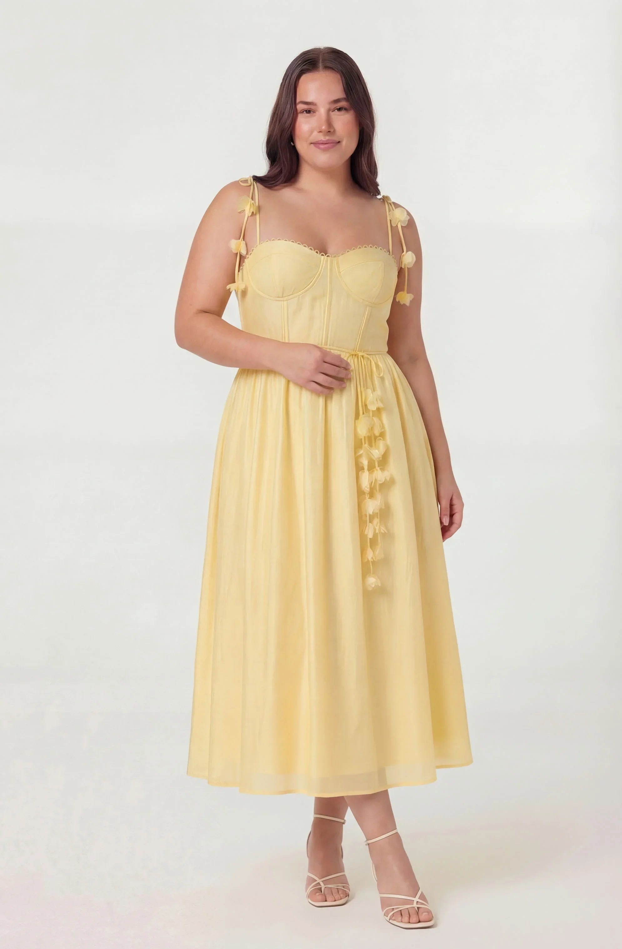 Inixyf Halcyon 3D Flower Appliqué Midi Dress