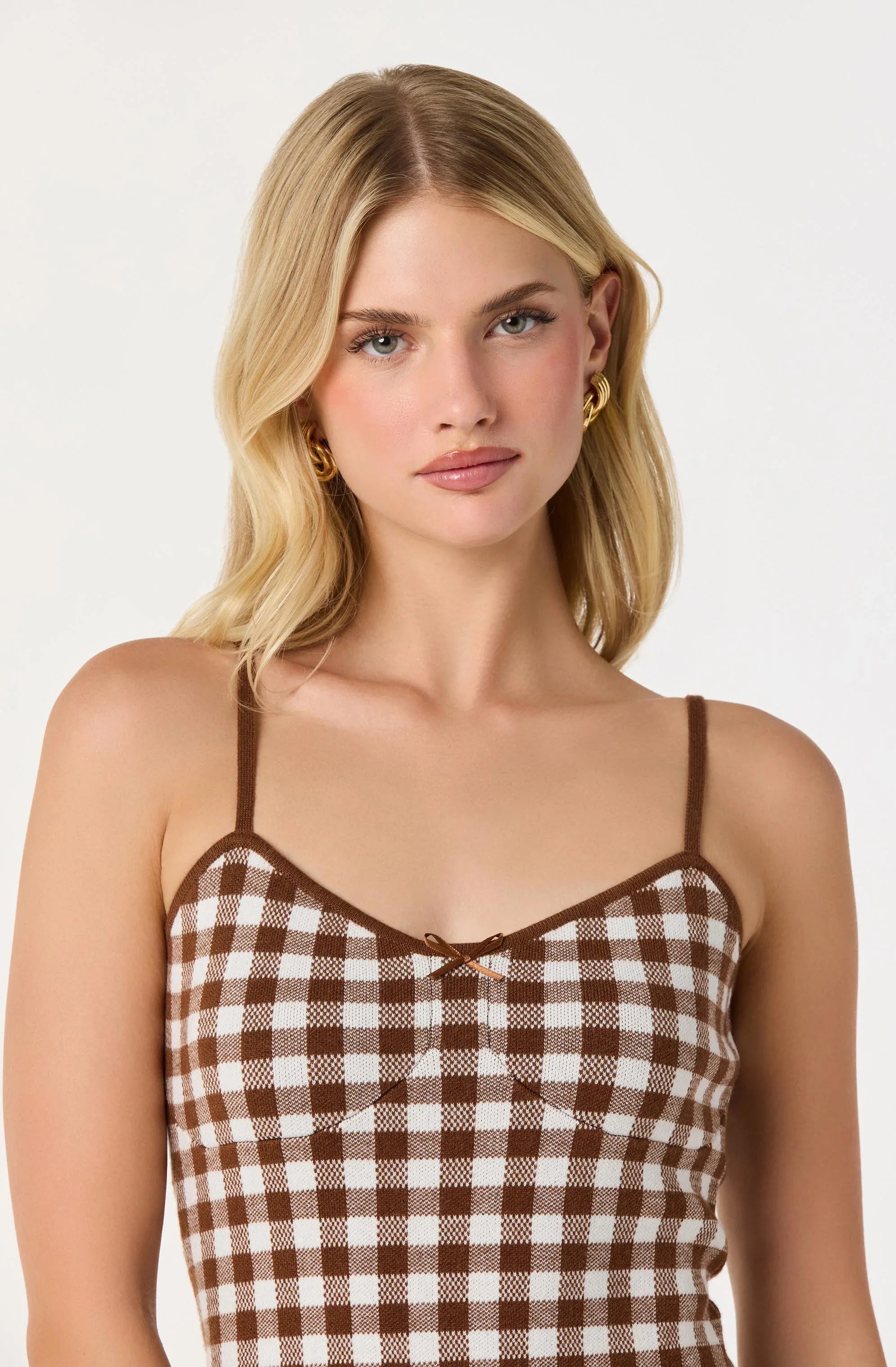 Lbruh Gingham Mini Sweater Dress