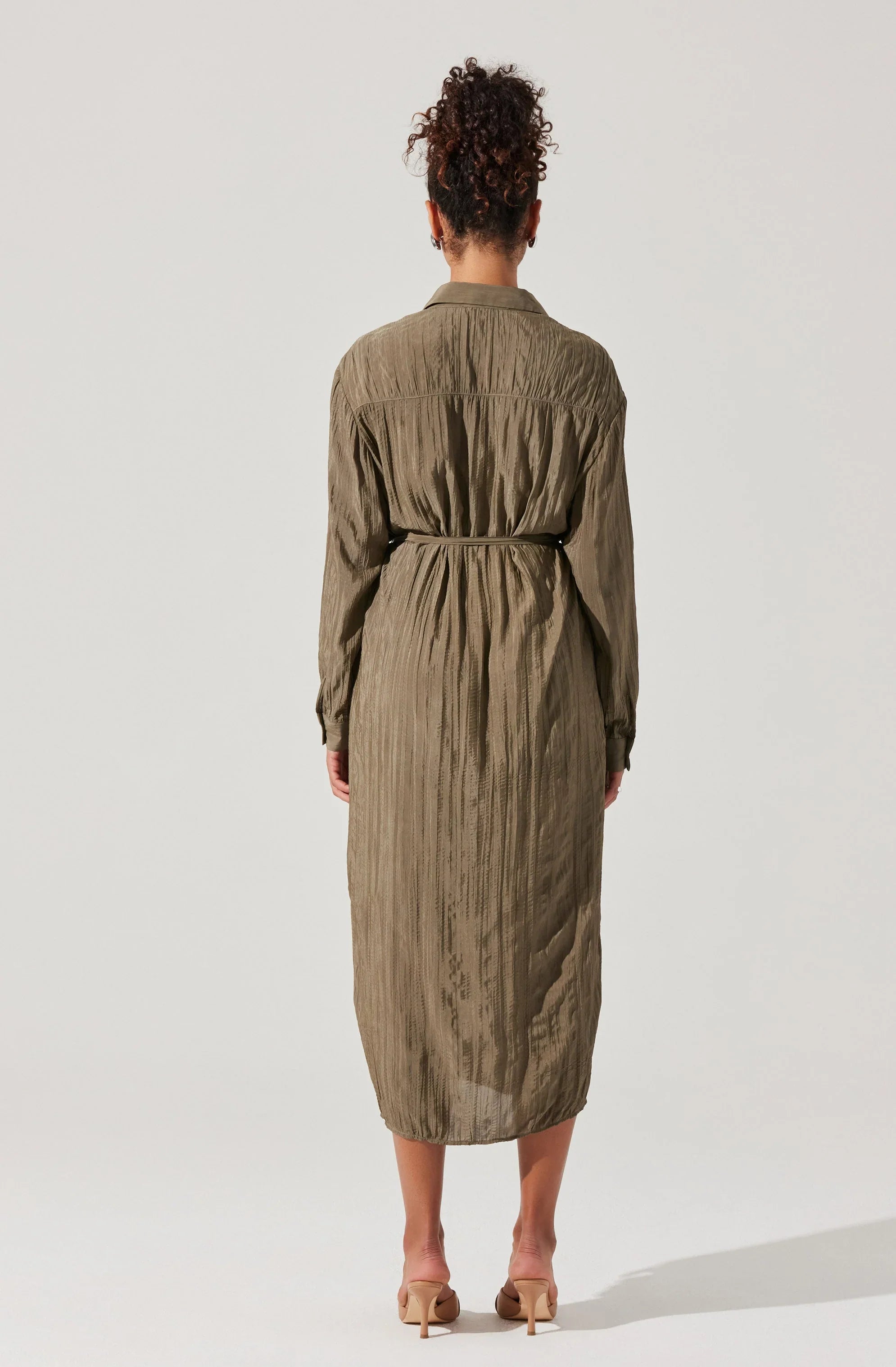Lbruh Belted Long Sleeve Shirt Dress