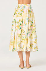 Inixyf Kaleigh Paradise Print Gathered Midi Skirt