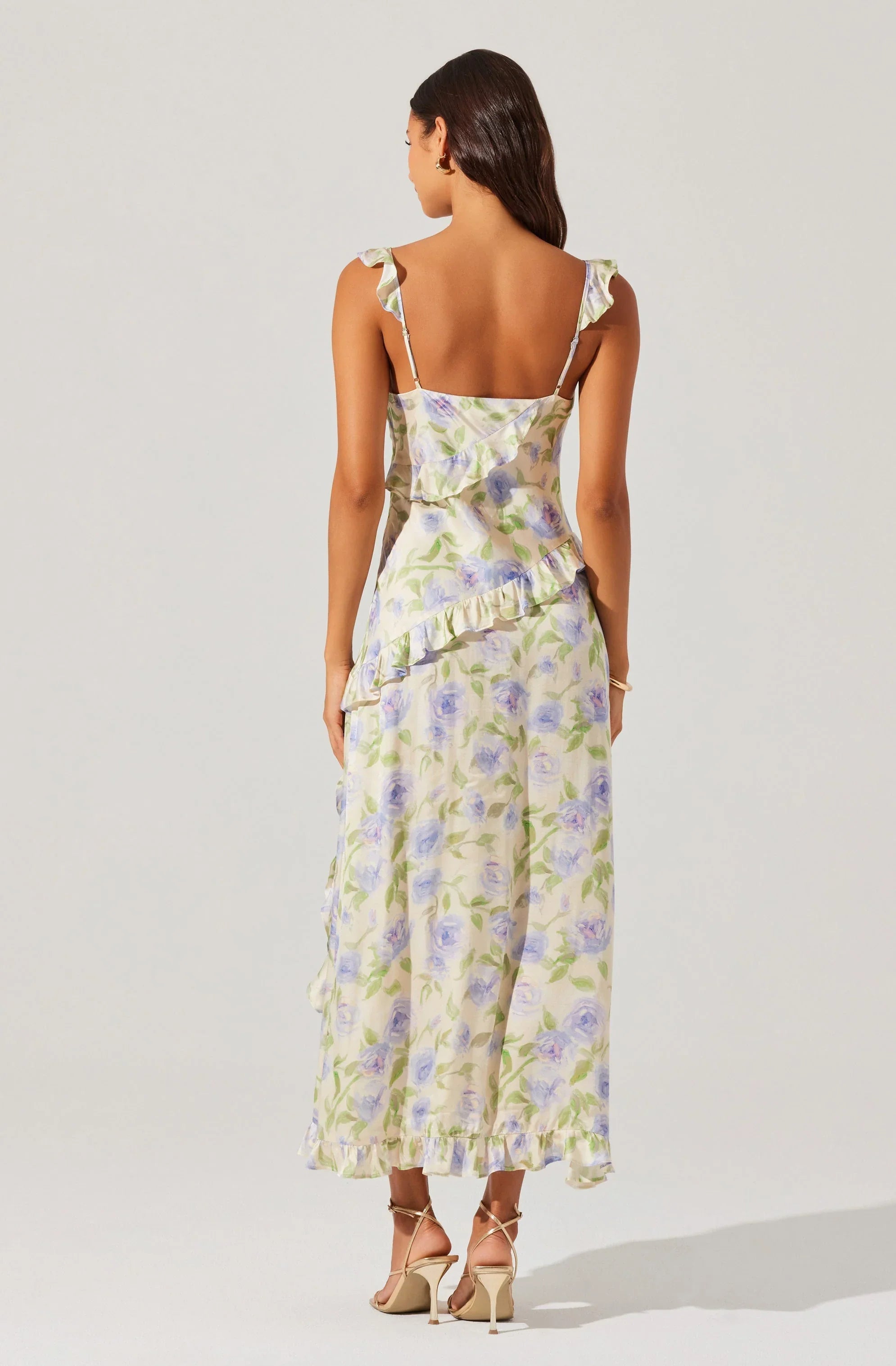 Lbruh Rosalina Satin Floral Midi Dress