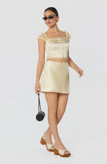 Inixyf Elliana Lace Sleeve Satin Top