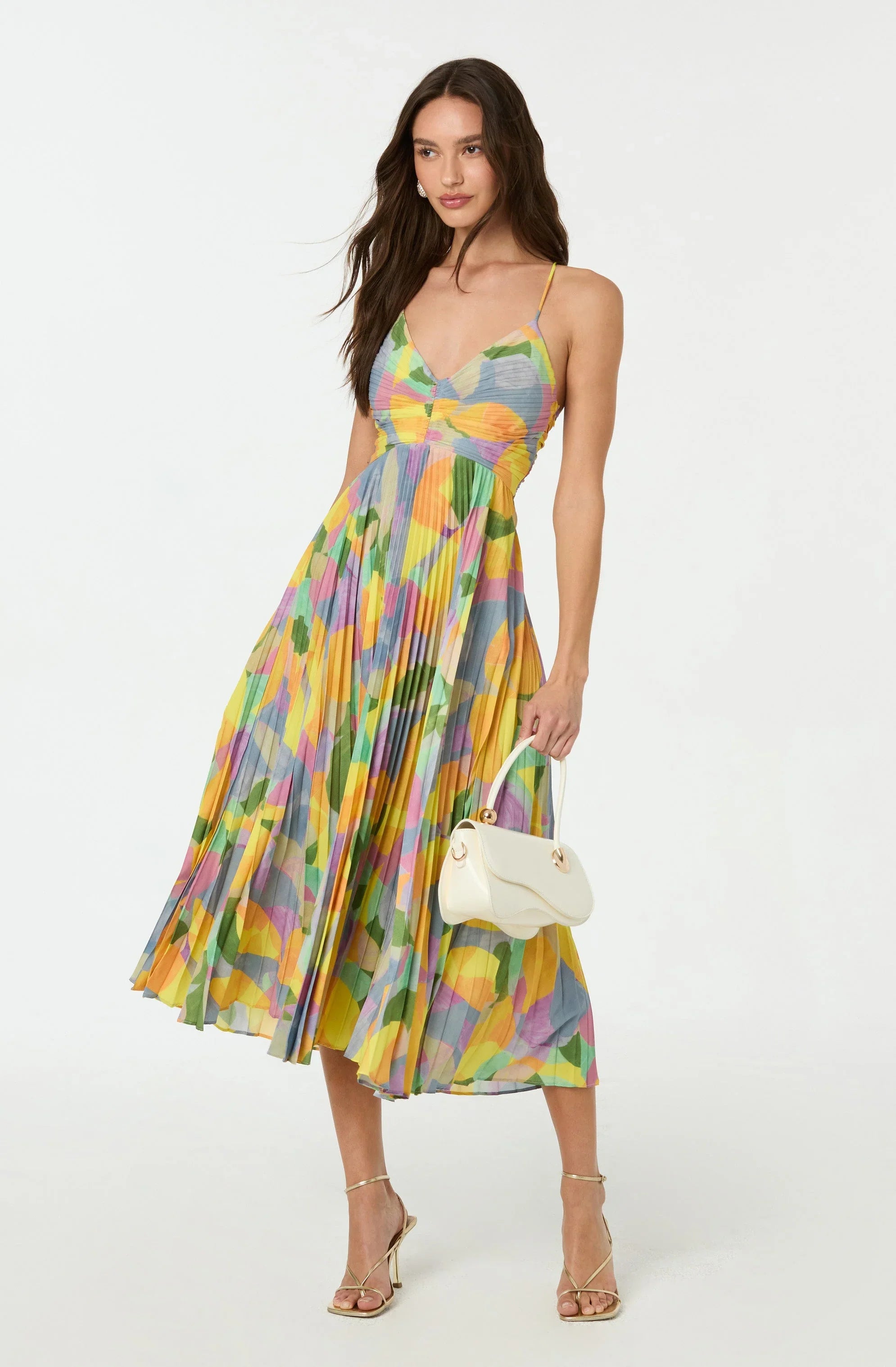 Inixyf Blythe Floral Plisse Midi Dress