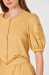 Inixyf Joellyn Embroidered Puff Sleeve Top