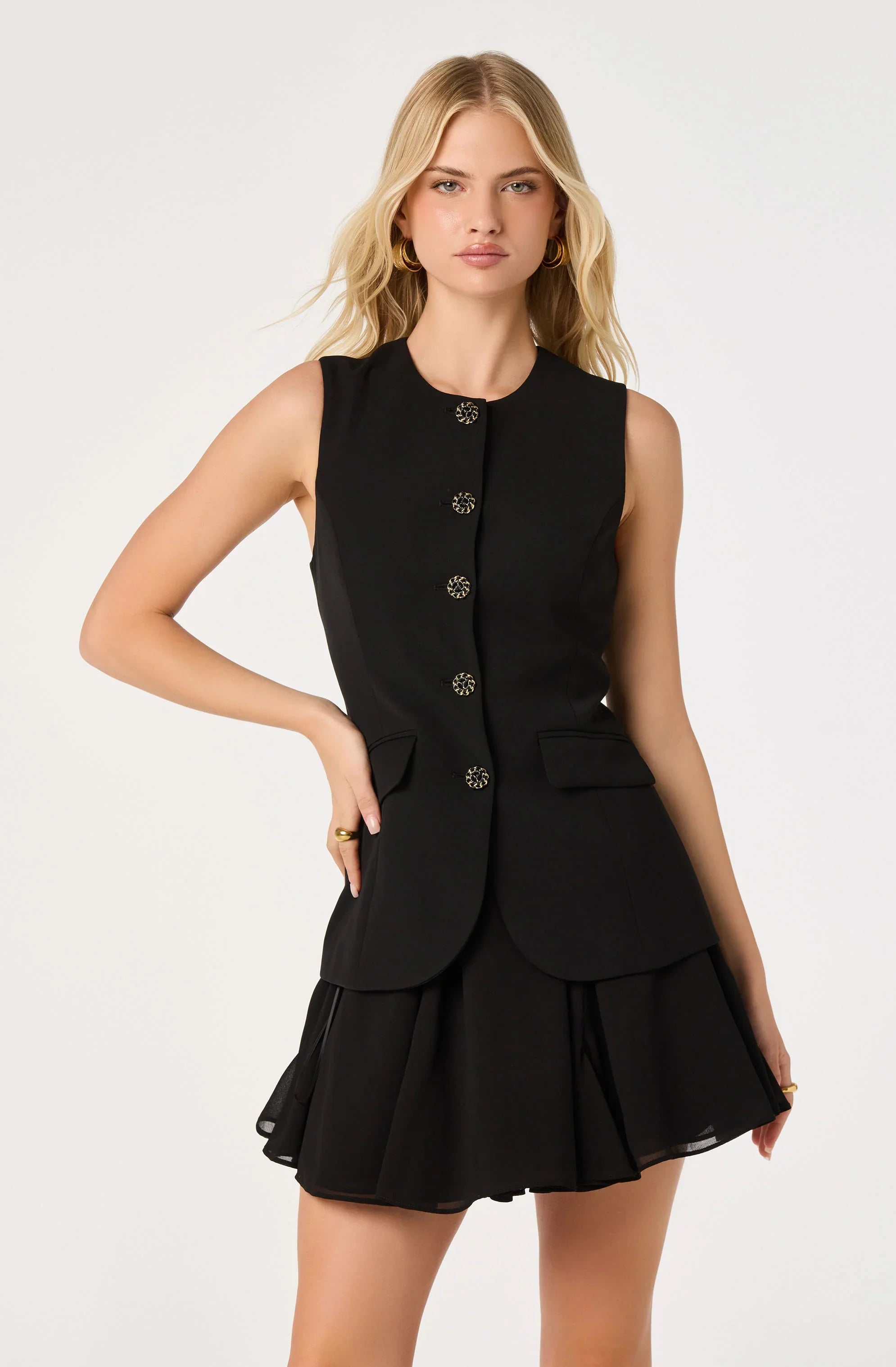 Lbruh Christen Button-Front Vest Mini Dress