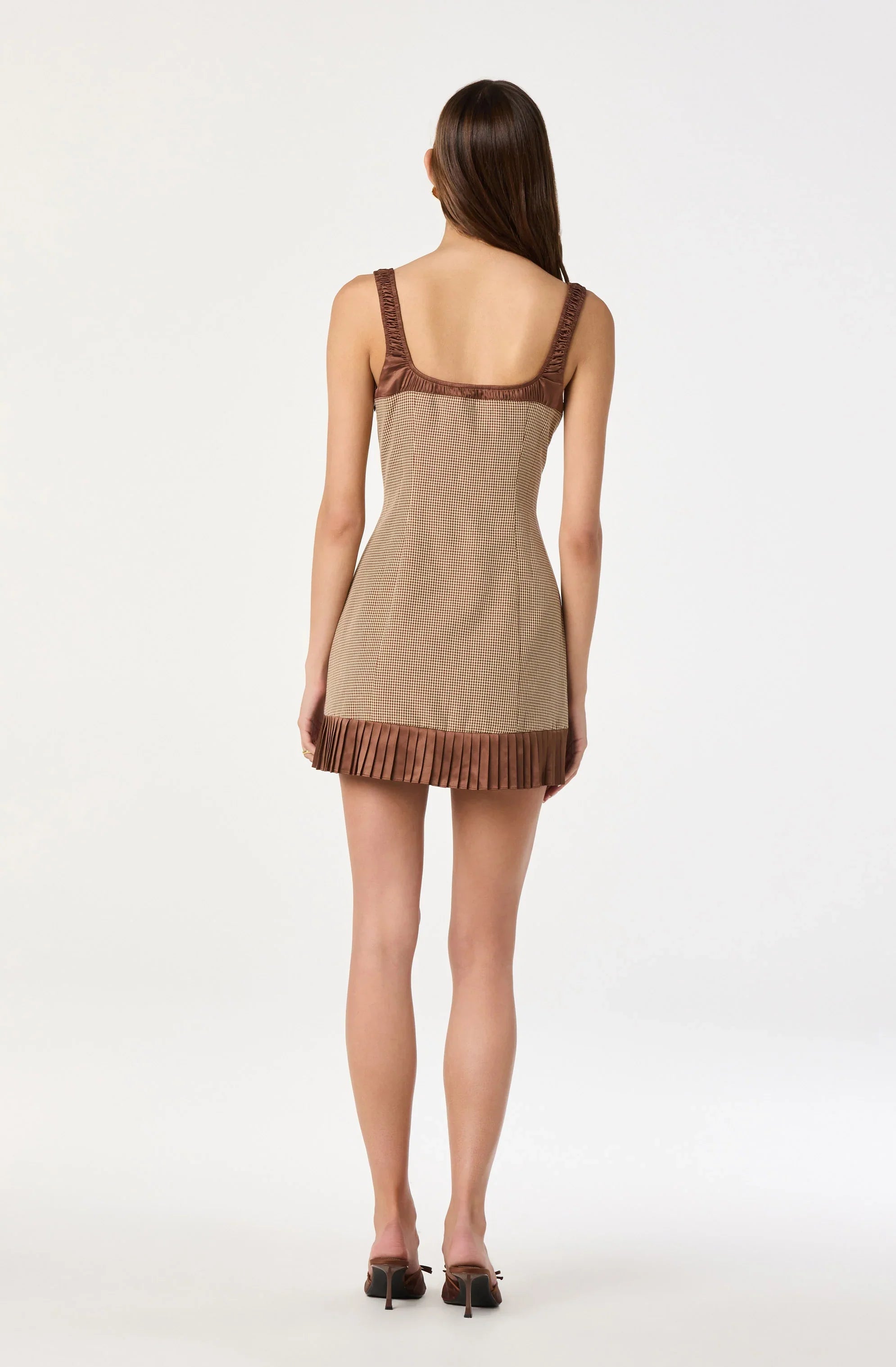 Lbruh Gingham Milkmaid Contrast Mini Dress