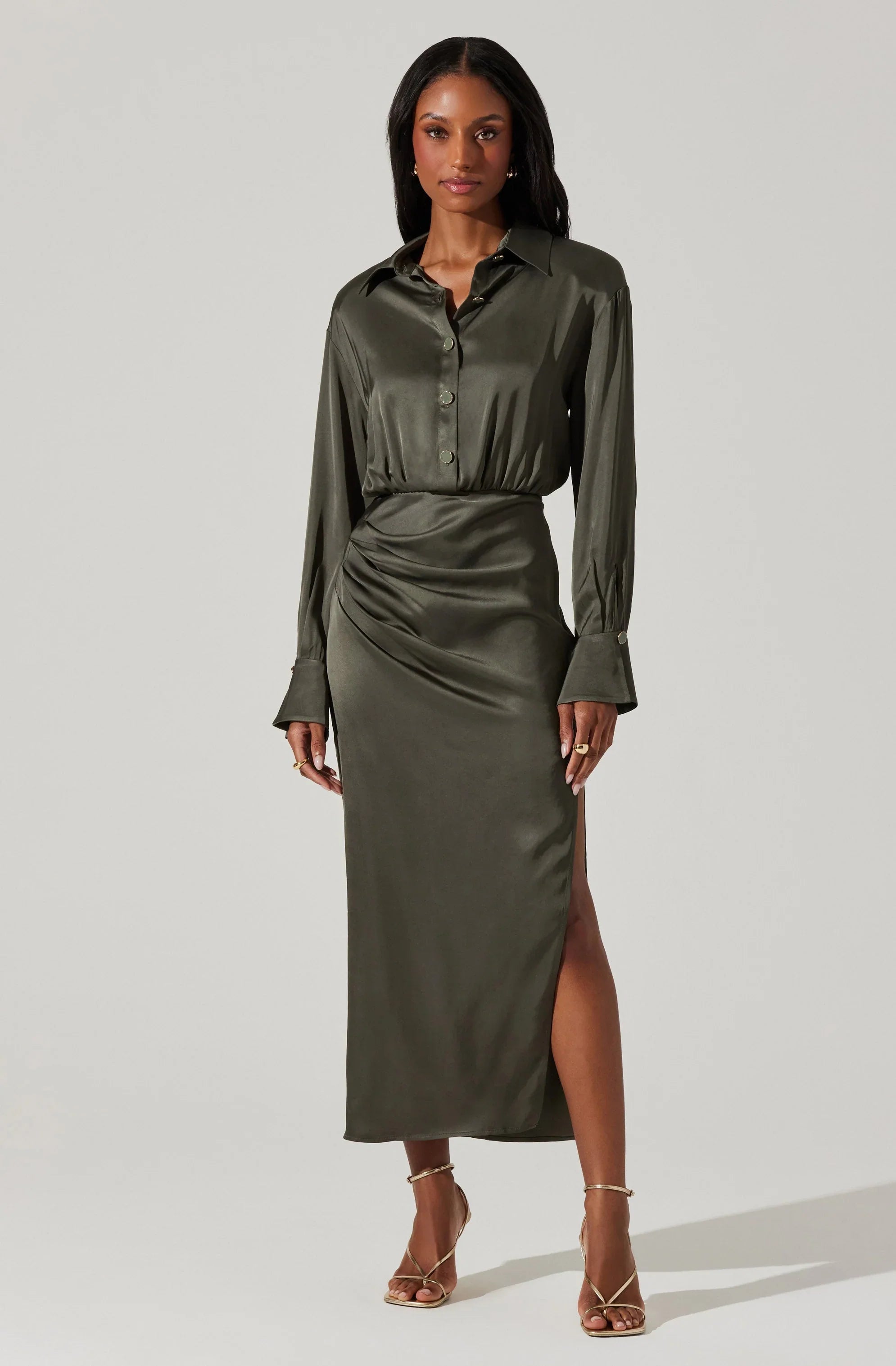 Lbruh Elizabello Satin Midi Shirt Dress