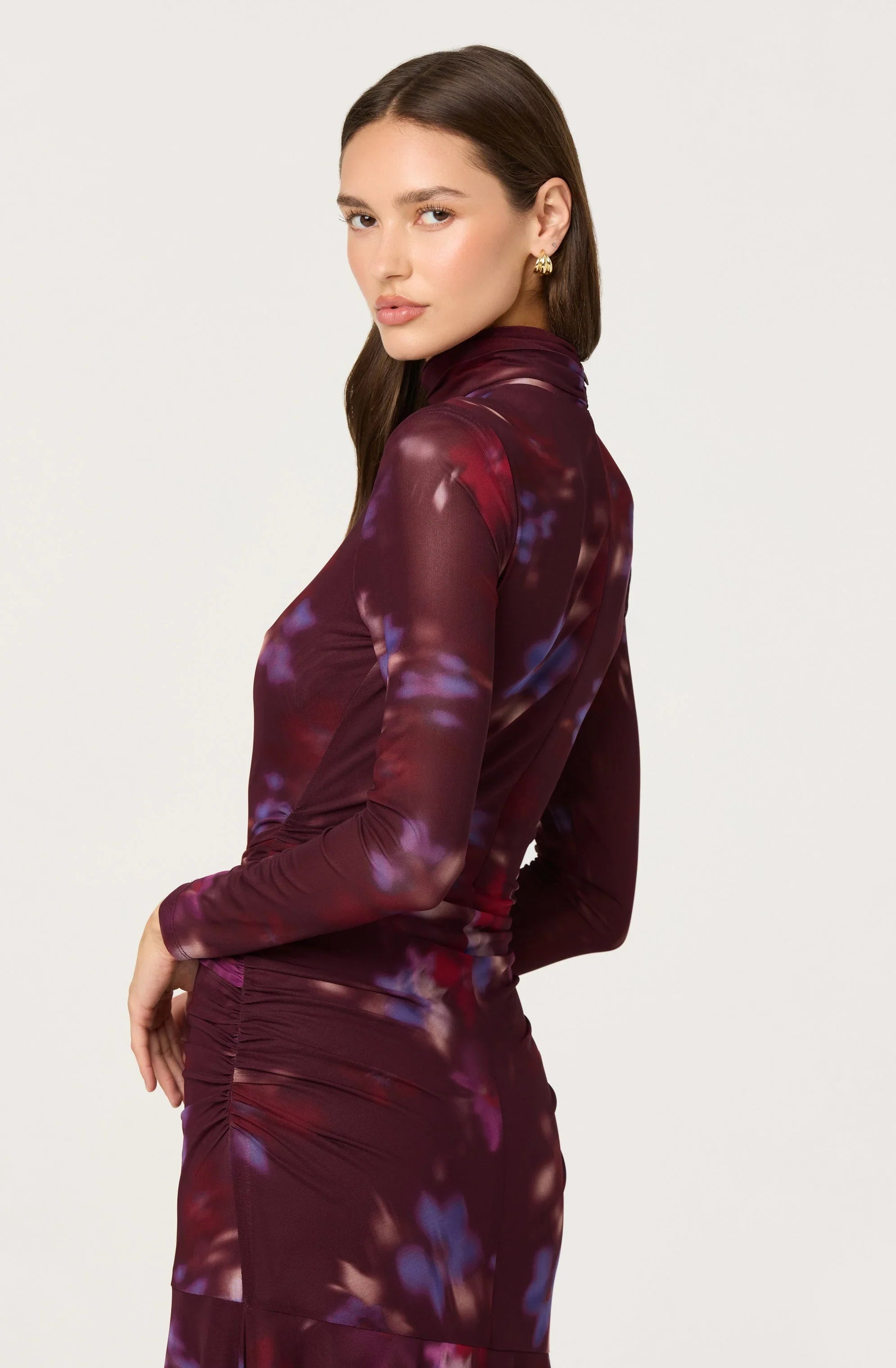 Lbruh Aubriella Floral Mesh Midi Dress