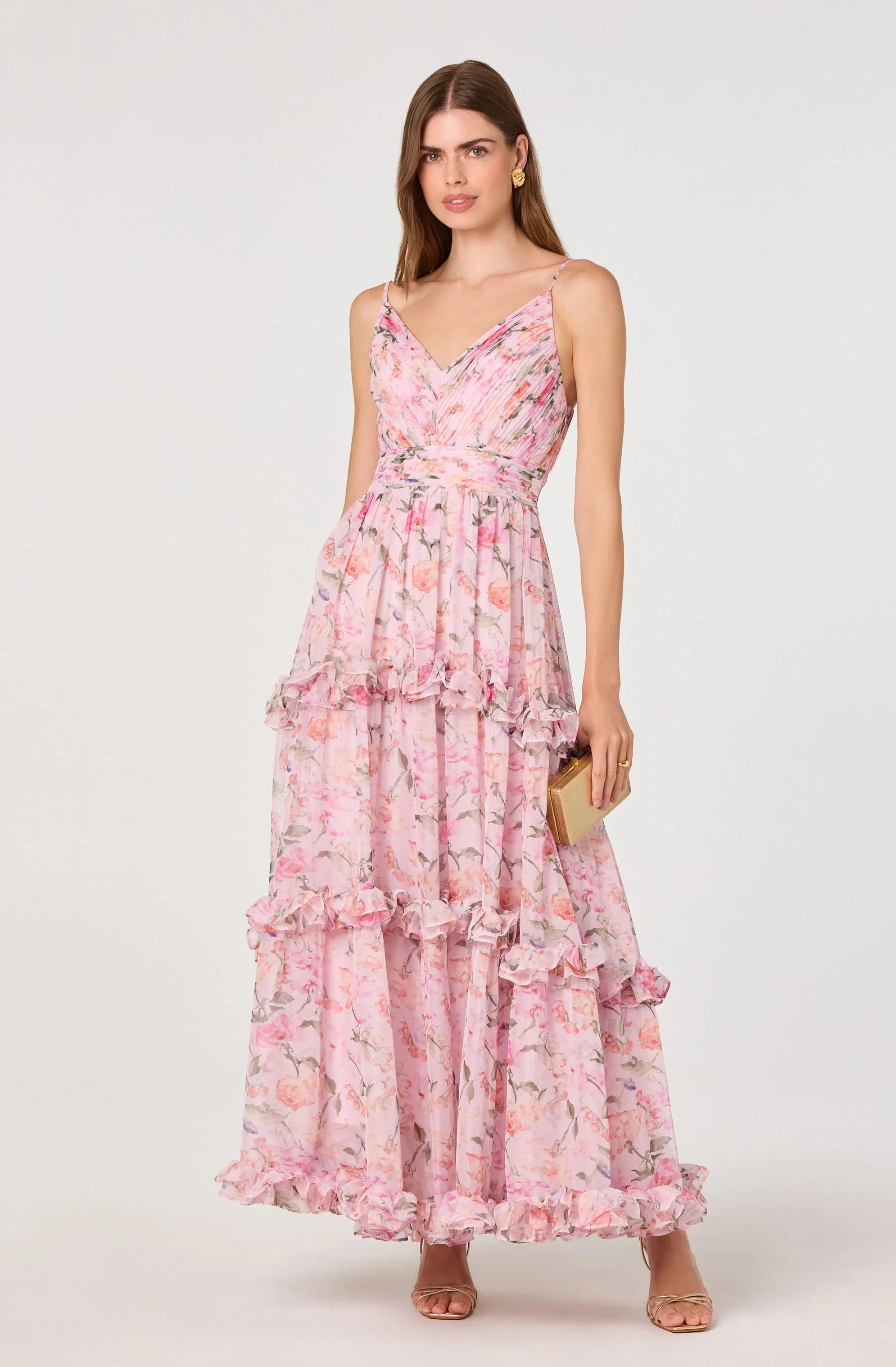 Inixyf Ayanna Floral Pleated Tiered Maxi Dress