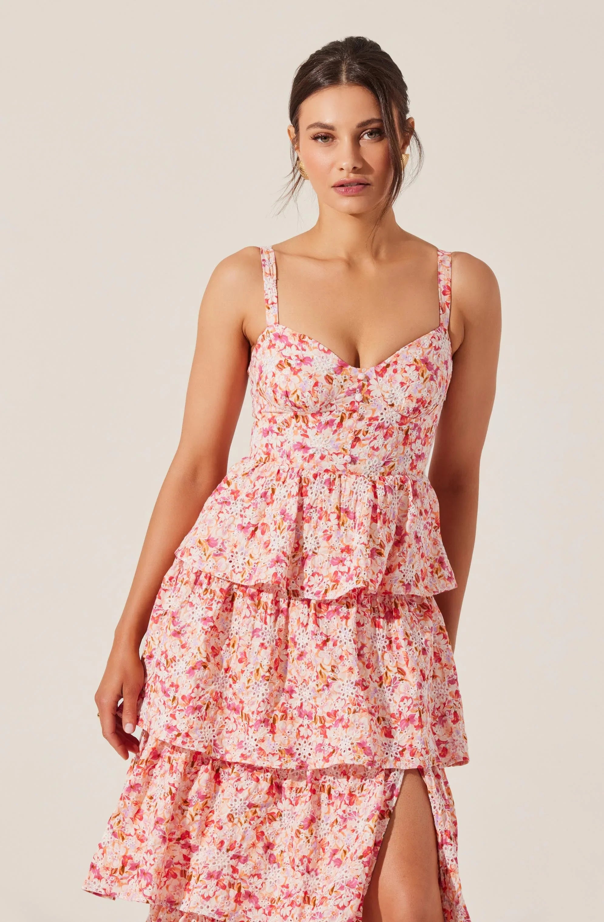 Lbruh Midsummer Eyelet Tiered Floral Maxi Dress
