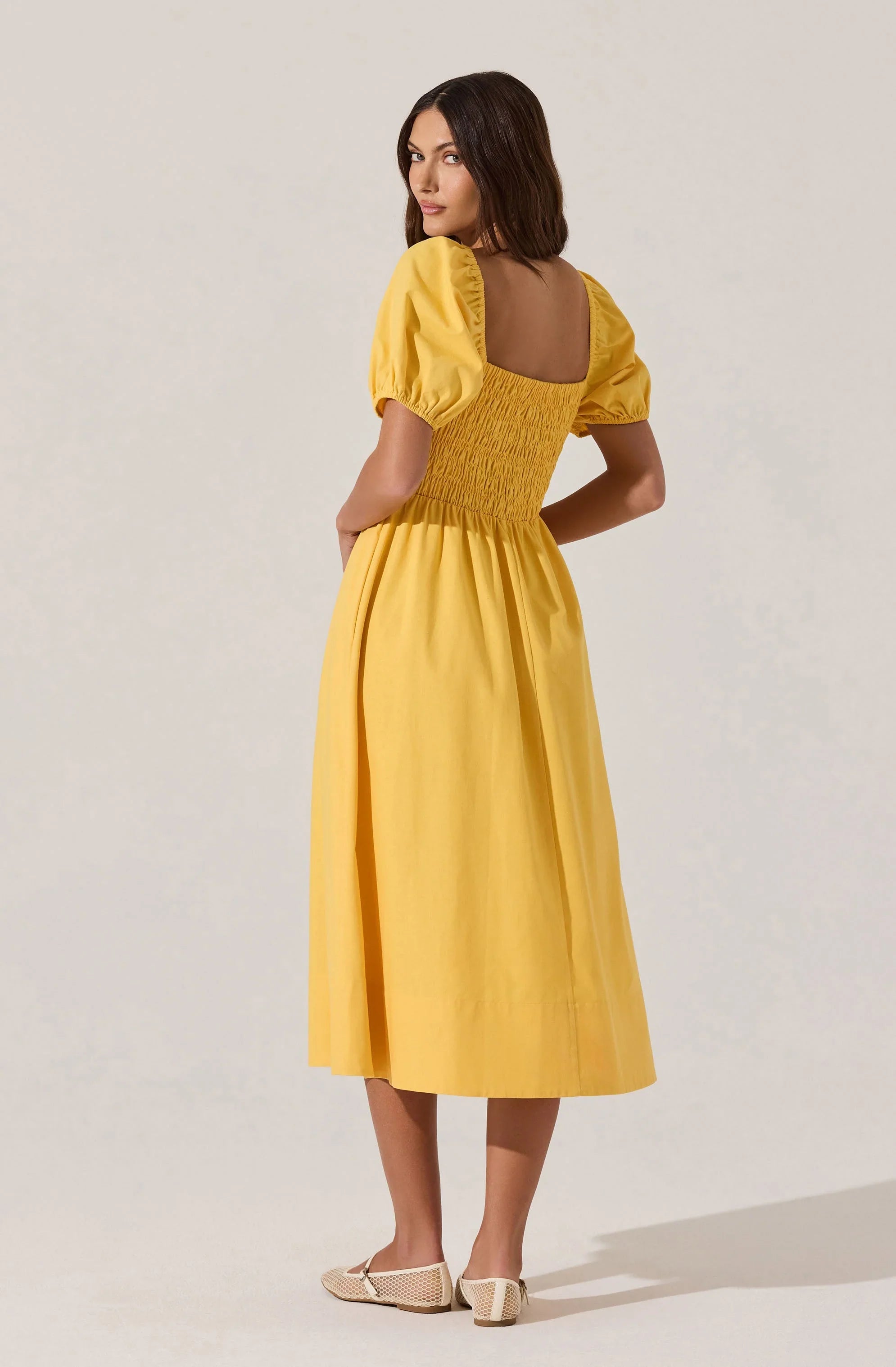 Lbruh Smocked Bow Midi Dress