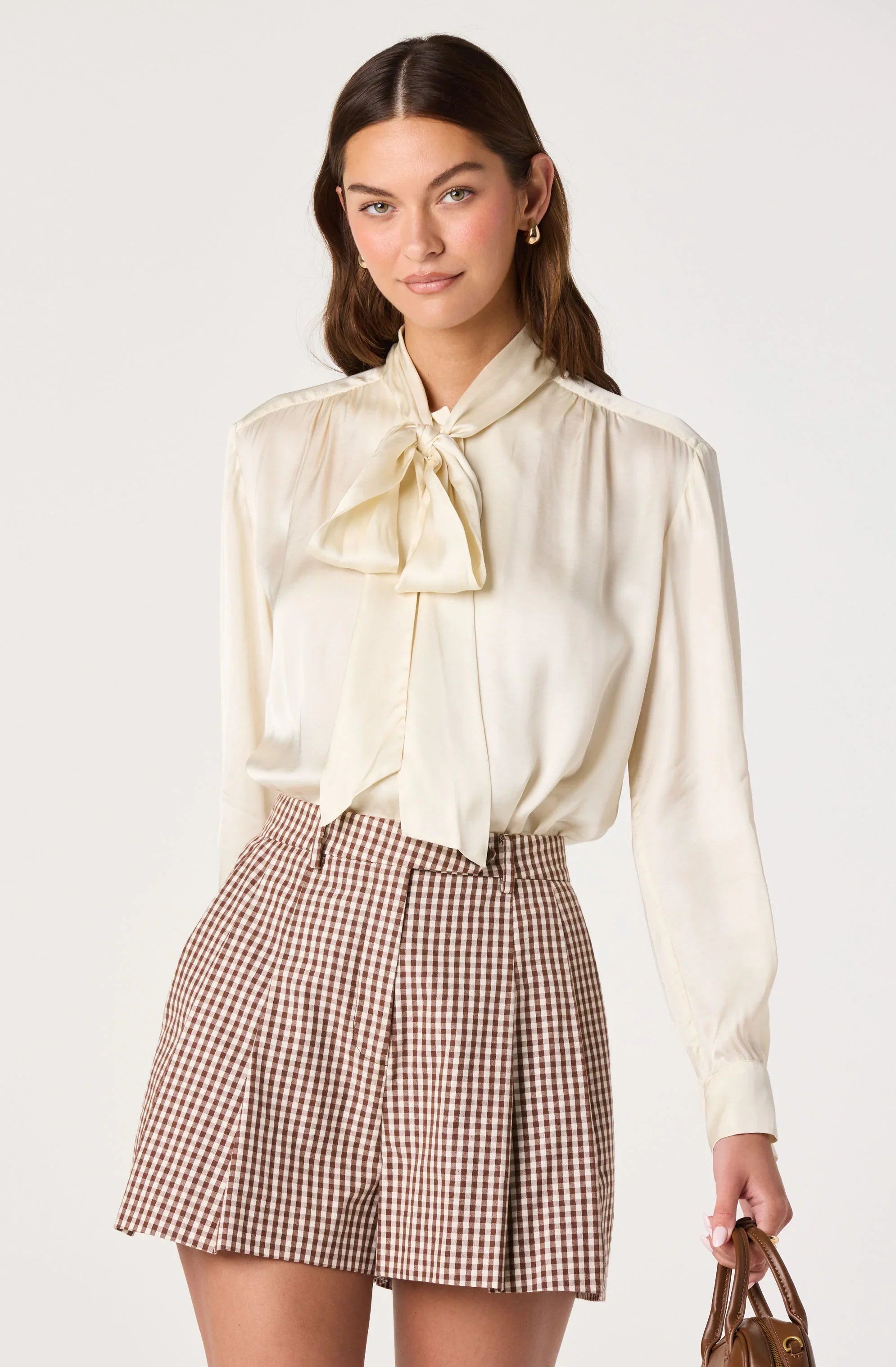 Inixyf Marbry High Neck Tie Detail Top