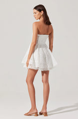 Lbruh Deasia Strapless Eyelet Mini Dress