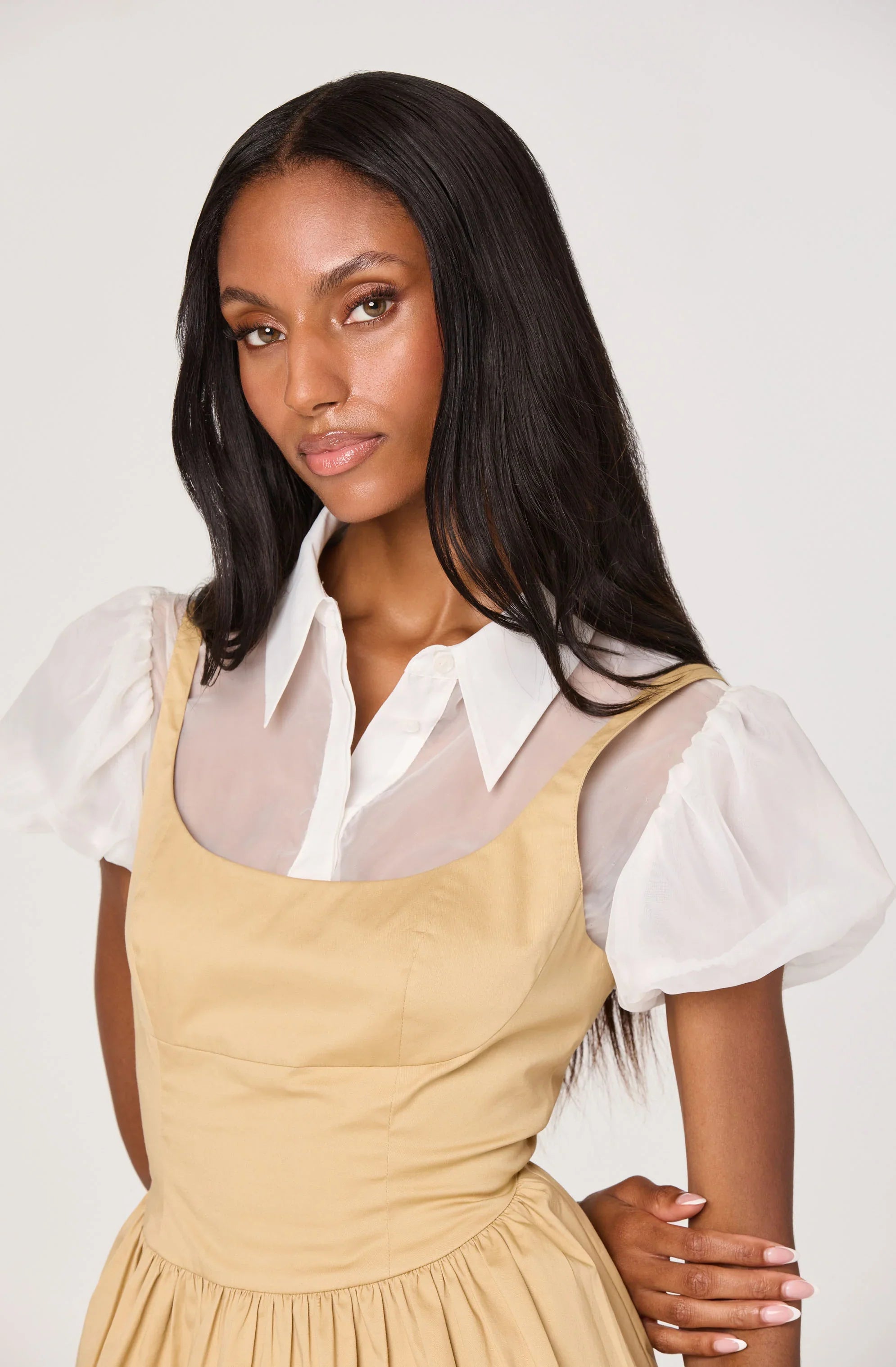 Inixyf Carrington Mixed Media Layered Peplum Top