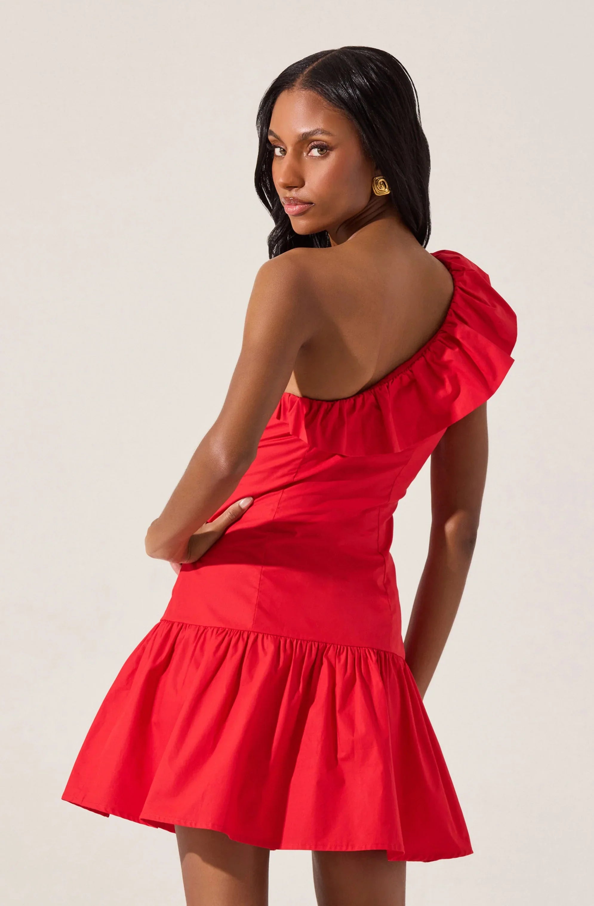Lbruh One Shoulder Ruffle Mini Dress
