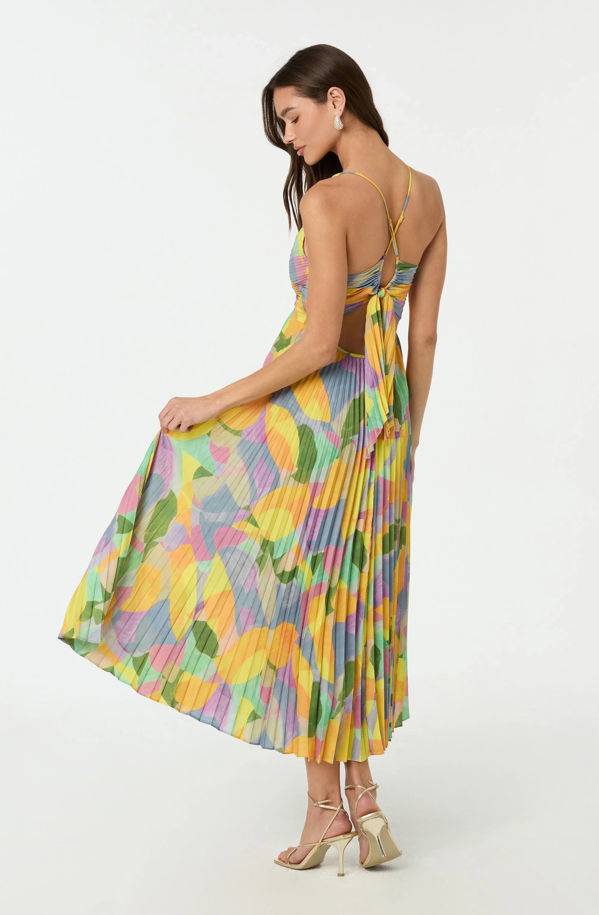 Inixyf Blythe Floral Plisse Midi Dress