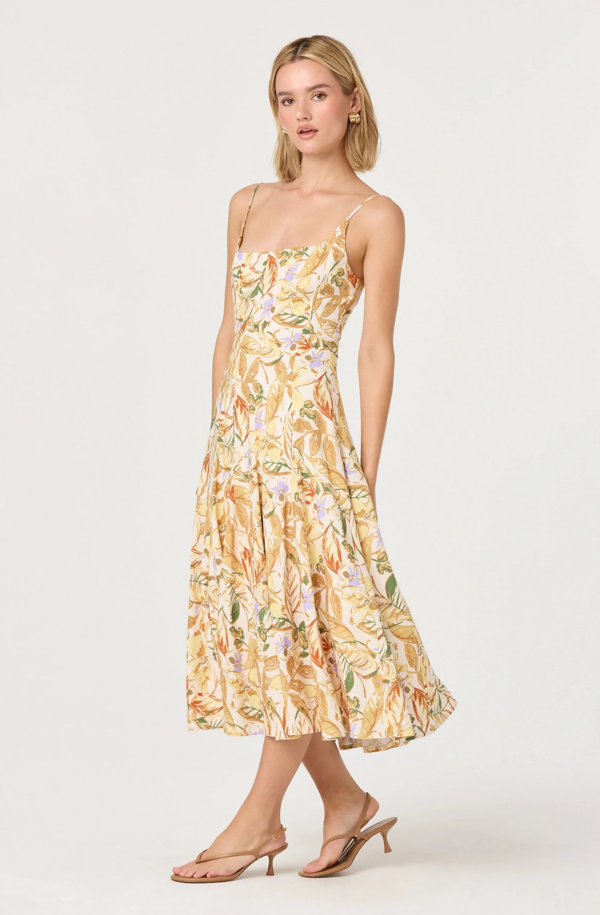 Lbruh Jaleyah Paneled Flare Floral Midi Dress