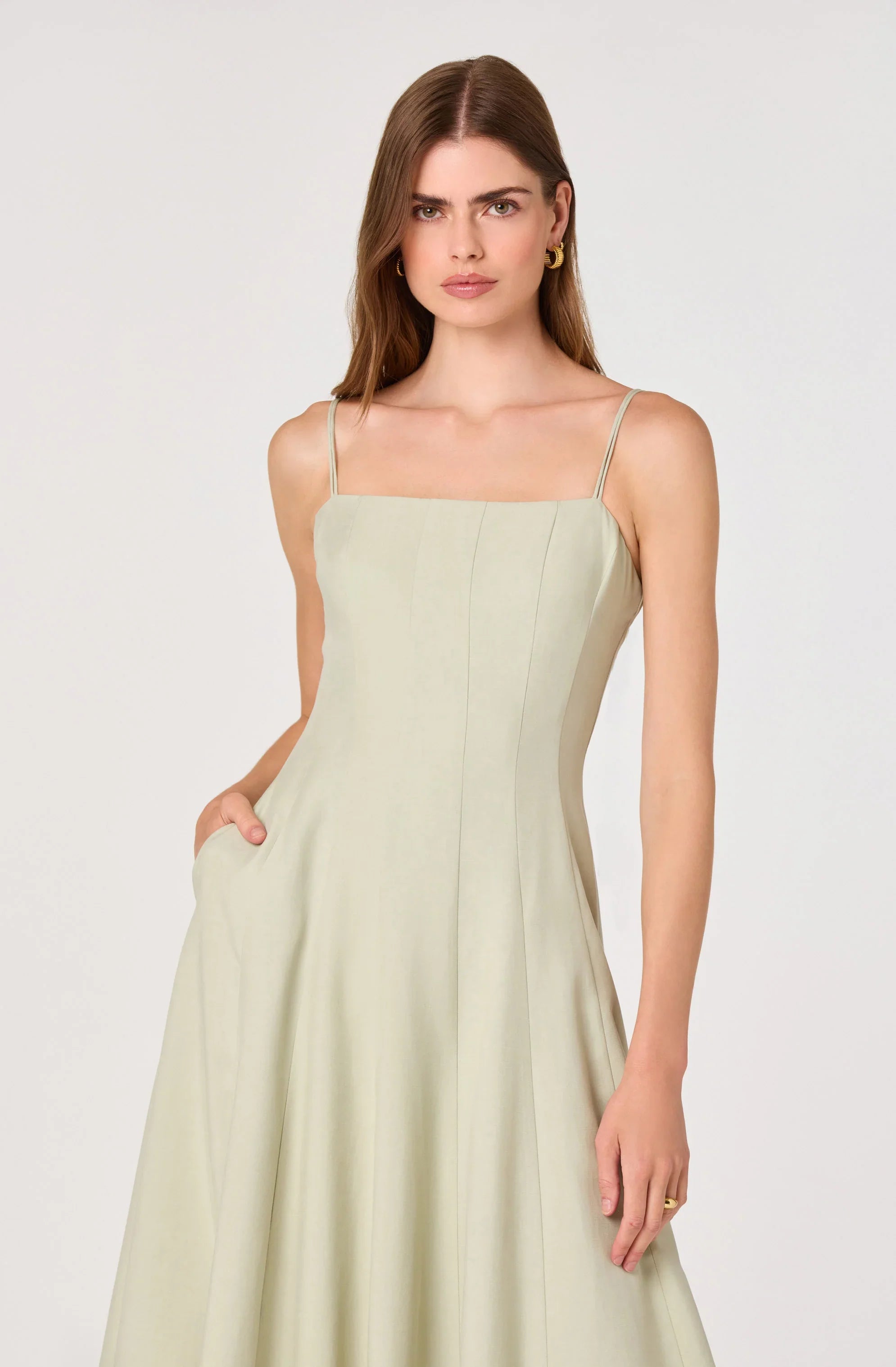 Inixyf Trisha Square Neck Midi Dress