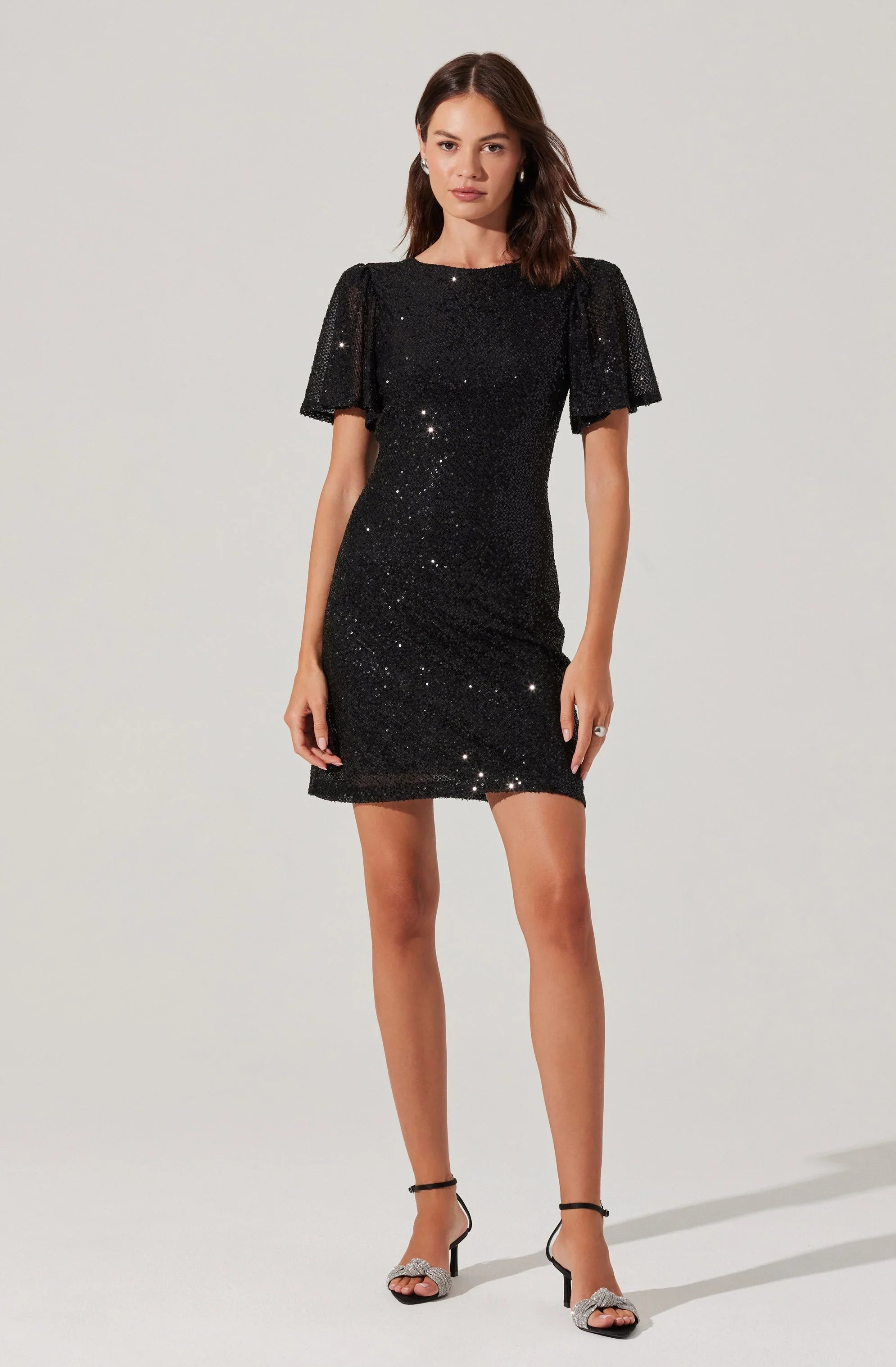 Lbruh Sequin Flutter Sleeve Mini Dress