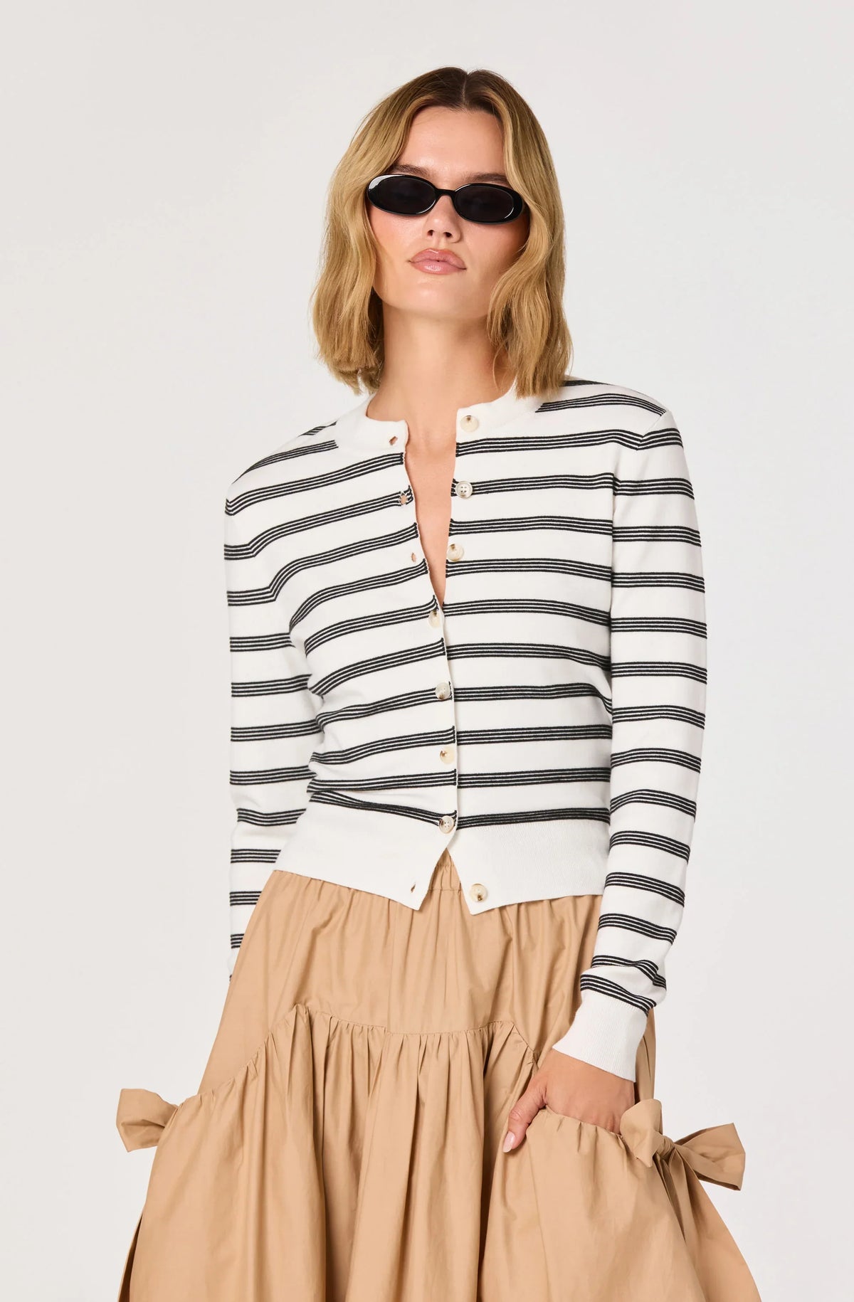 Inixyf Tawni Striped Button-Front Cardigan