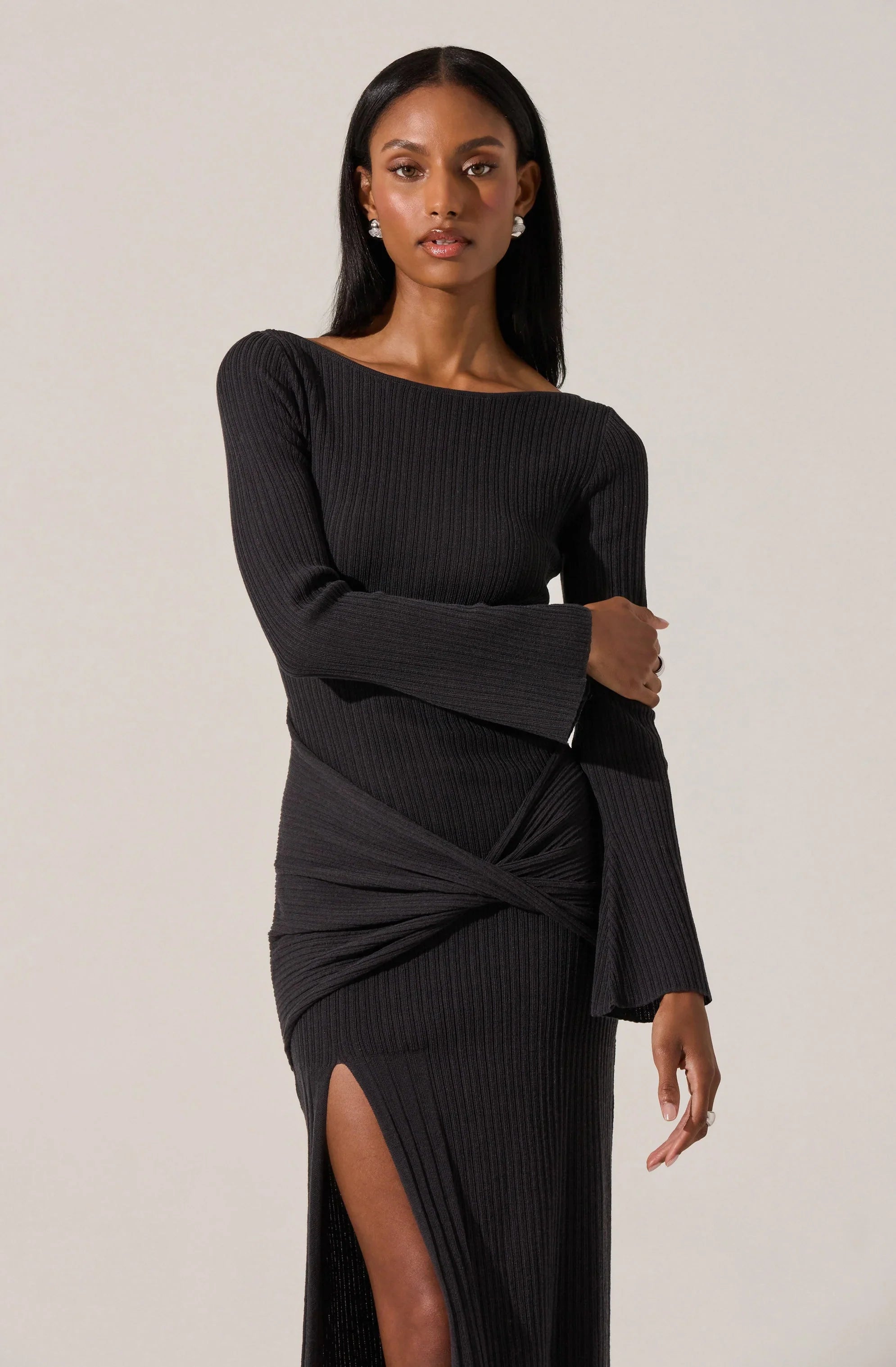 Lbruh Arwyn Ribbed Layered Midi Sweater Dress