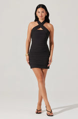 Lbruh Heidy Crossover Halter Mini Dress