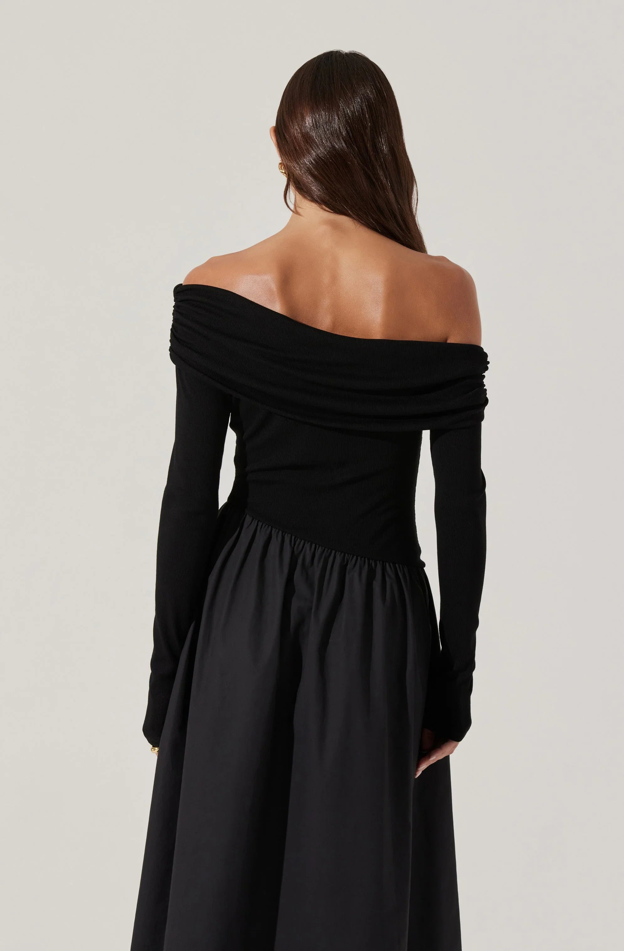 Lbruh Mixed Media Off Shoulder Dress