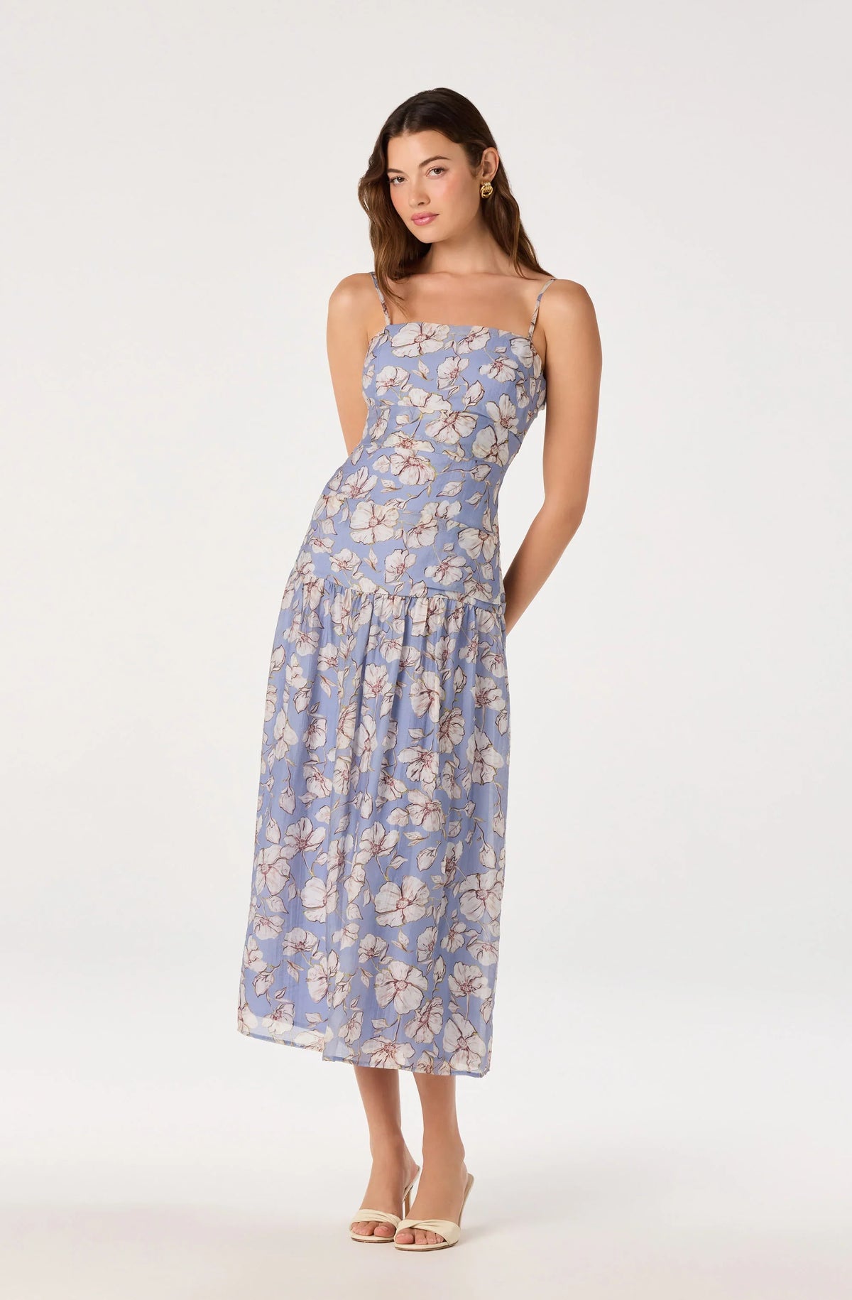 Inixyf Ava Floral Pleated Midi Dress