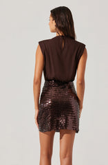 Lbruh Sequin Mixed Media Mini Dress