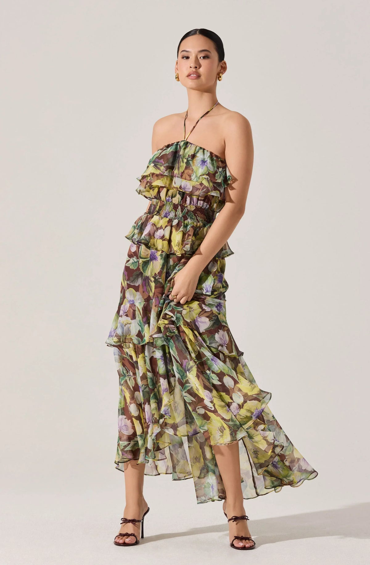 Lbruh Elena Floral Halter Maxi Dress