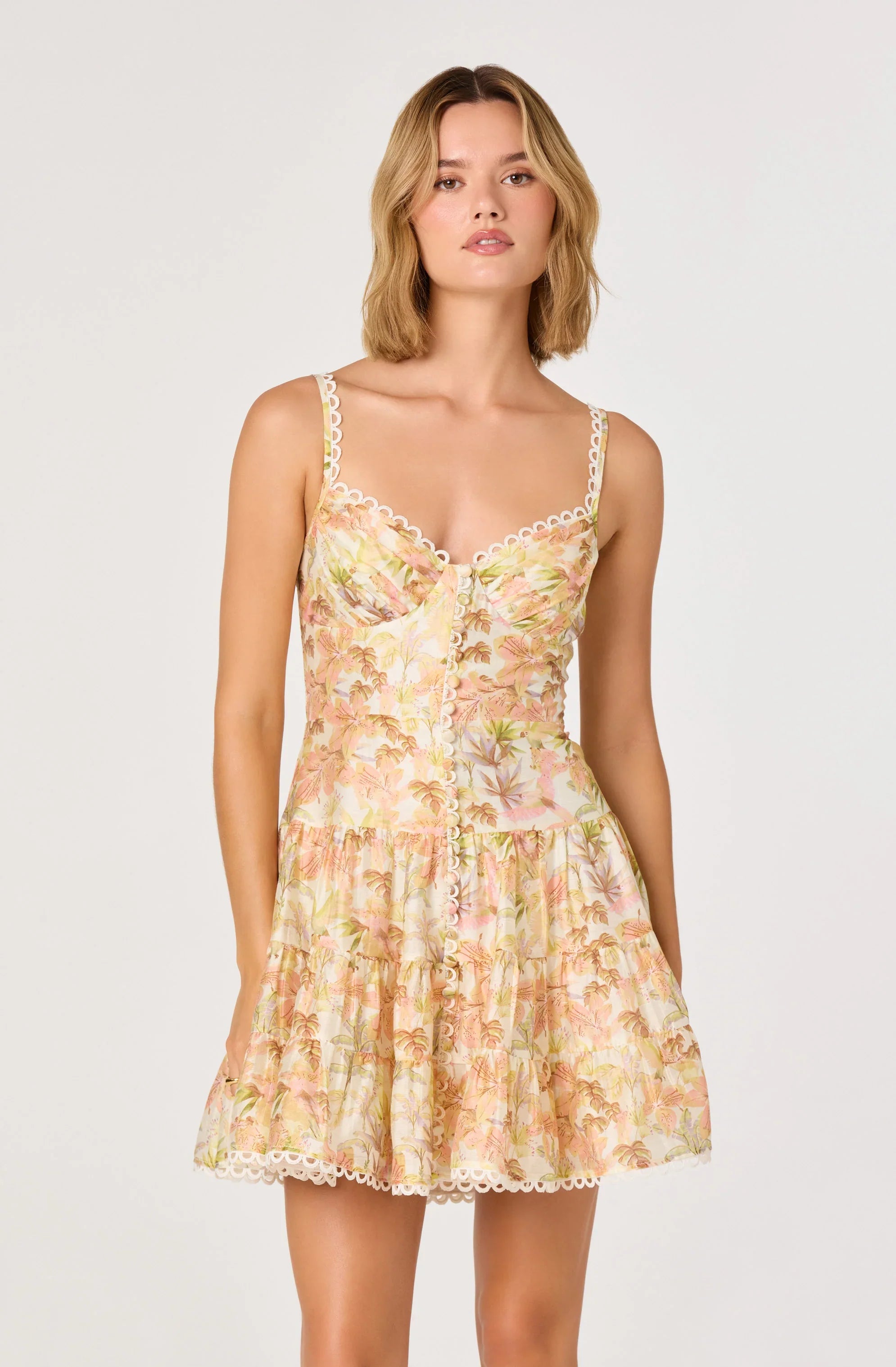 Inixyf Tazia Scalloped Trim Tiered Mini Dress