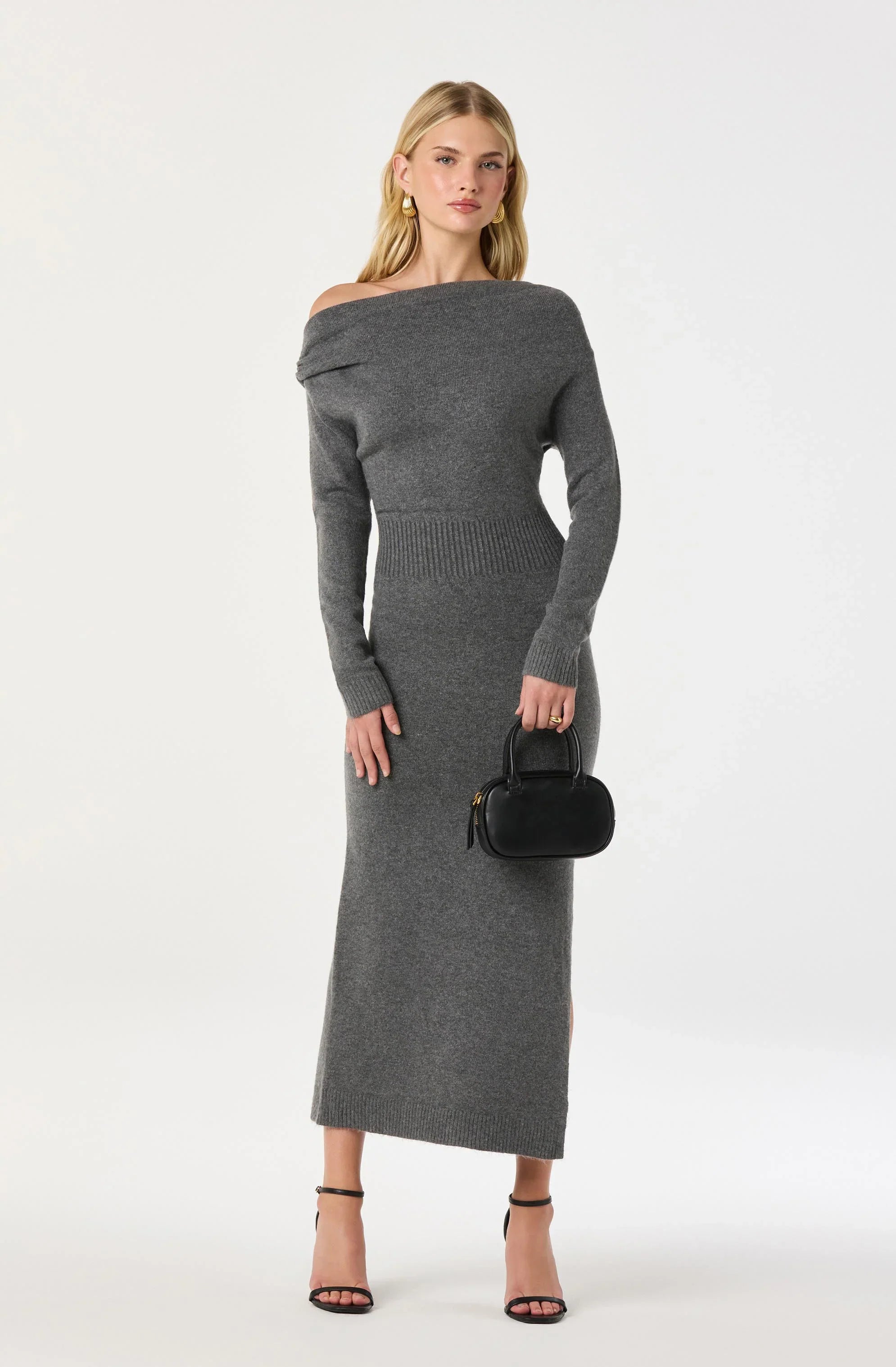 Lbruh One Shoulder Midi Sweater Dress