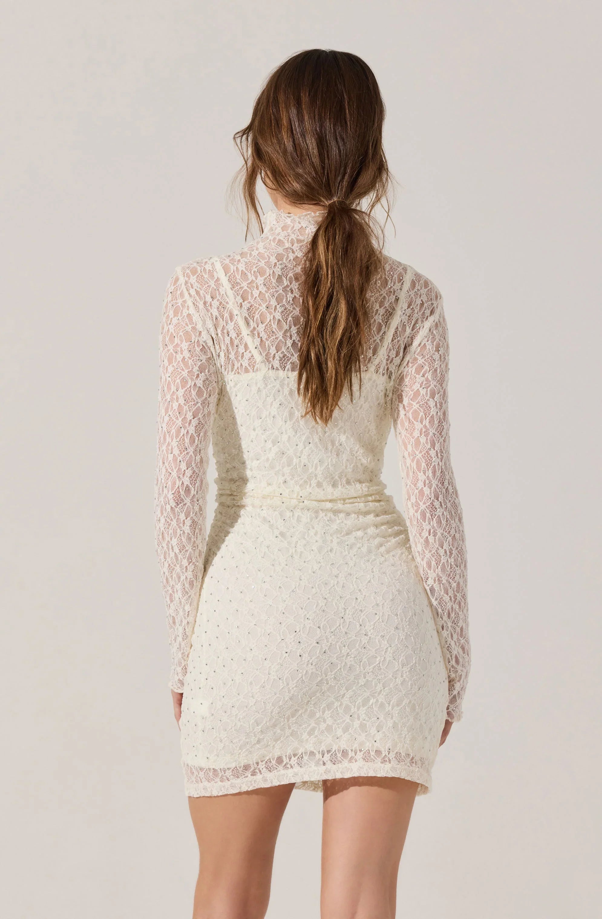 Lbruh Kourtney Rhinestone Lace Mini Dress