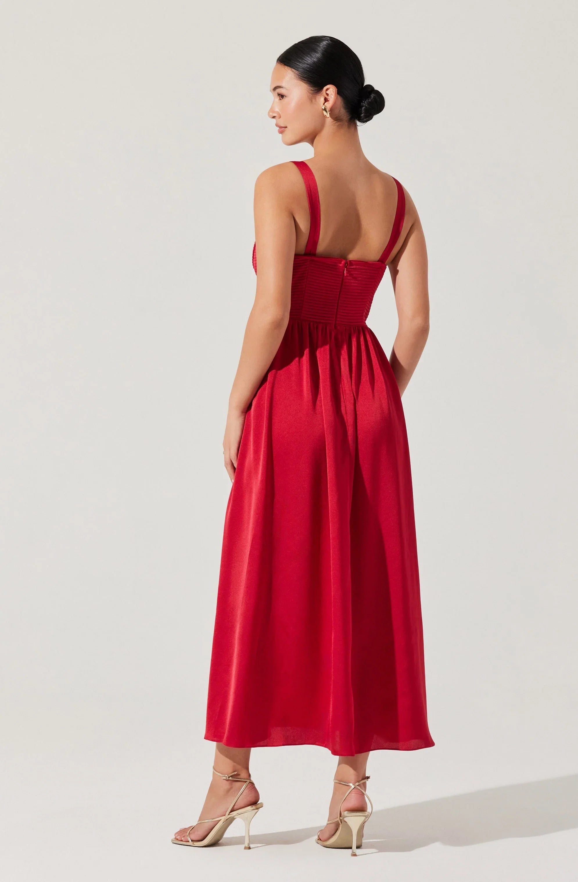 Lbruh Pleated Bustier Midi Dress