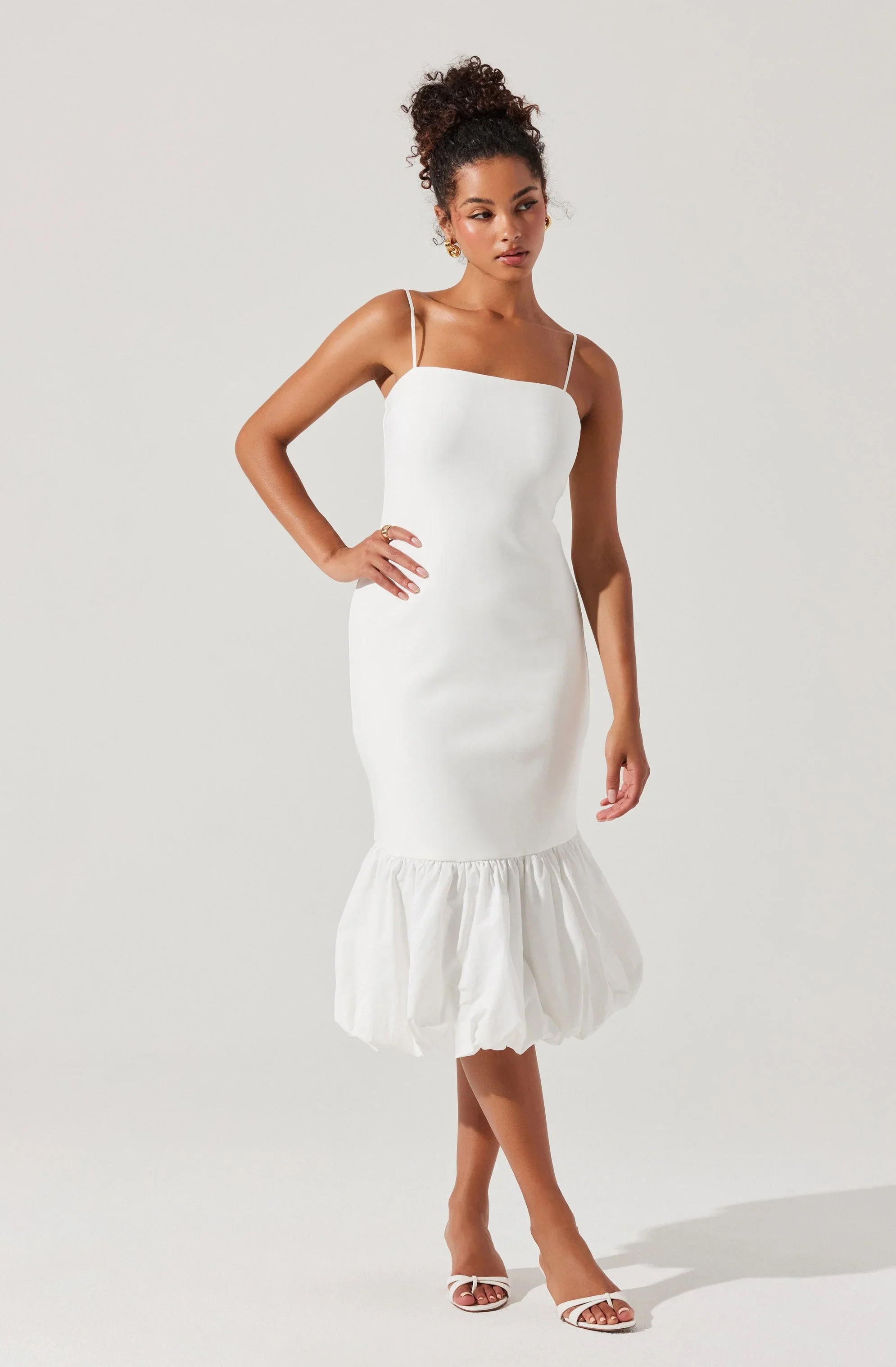Lbruh Brittnea Bodycon Bubble Hem Midi Dress