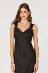 Lbruh Lace Trim Satin Slip Midi Dress