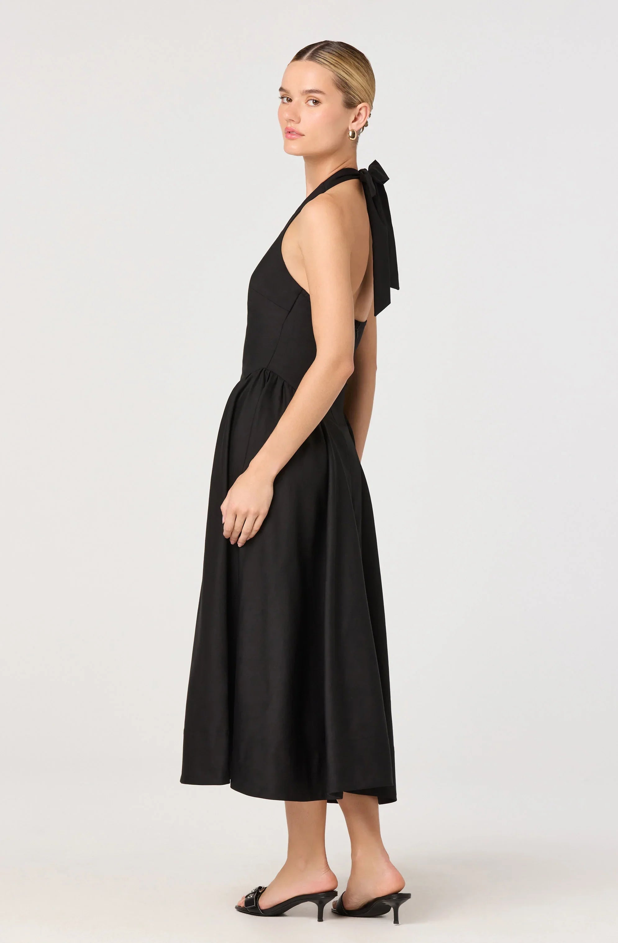 Inixyf Meana Halter Plunge Drop-Waist Midi Dress