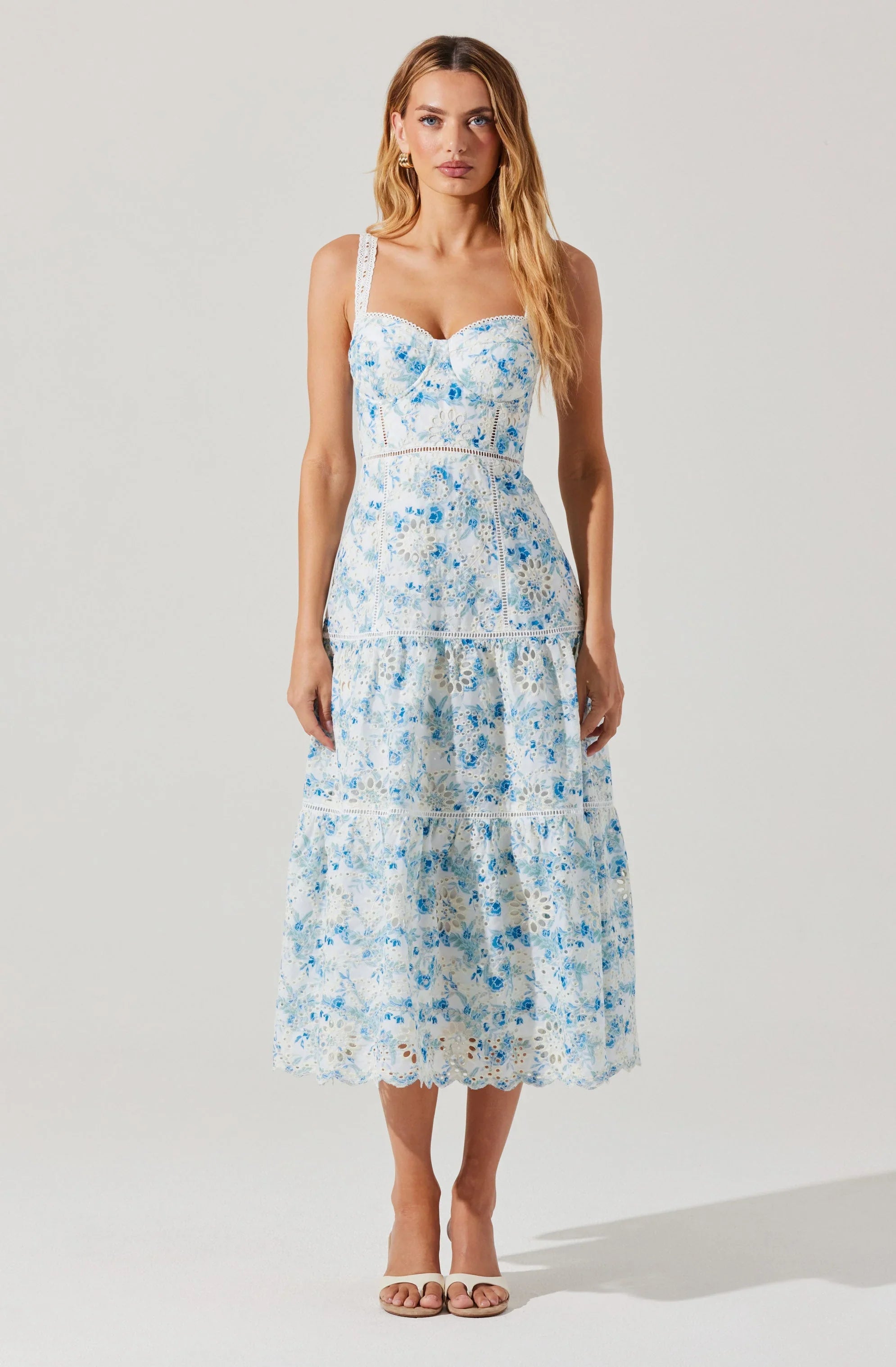Lbruh Pellagia Floral Eyelet Midi Dress