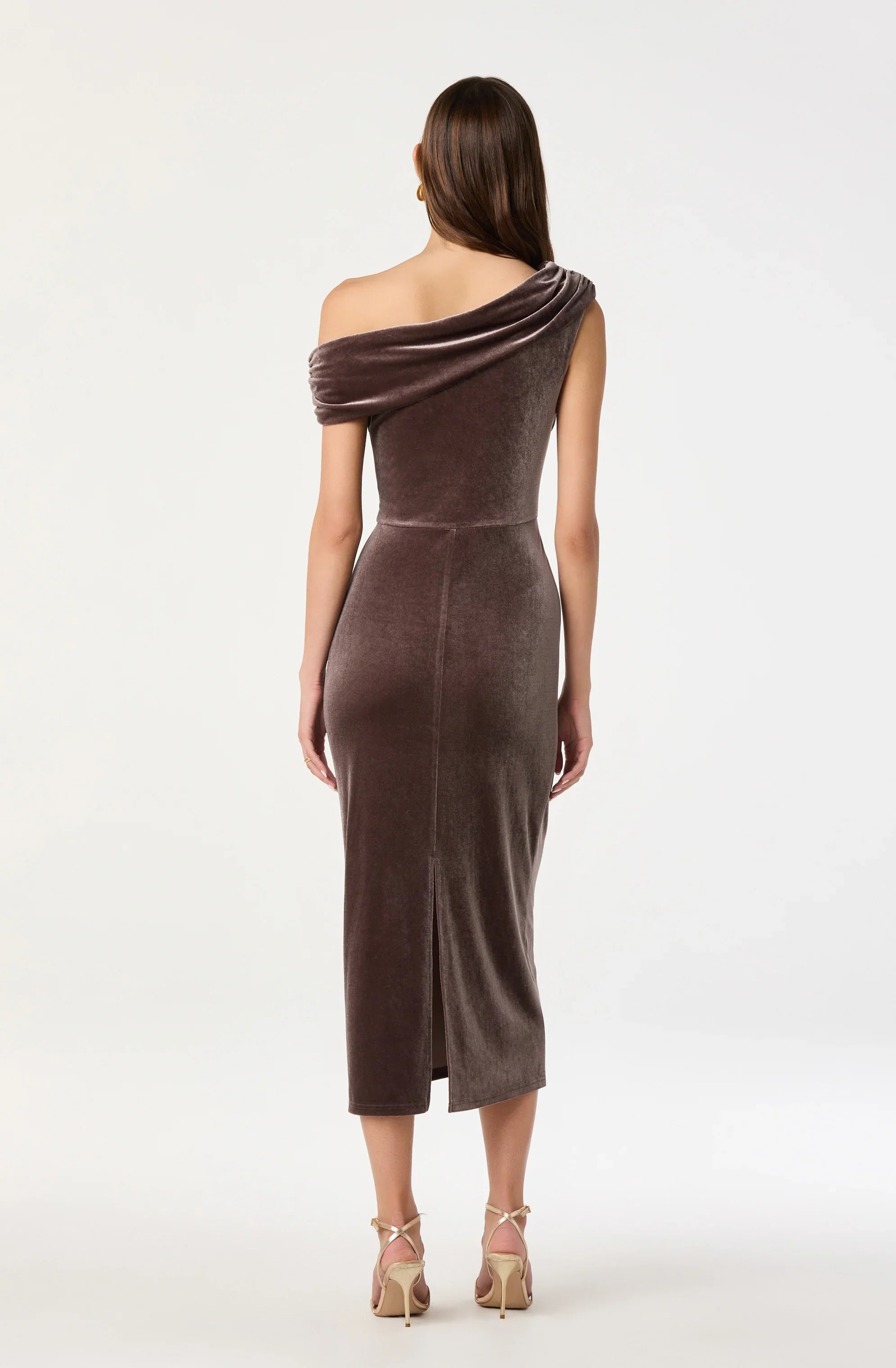 Lbruh Velvet Off Shoulder Midi Dress