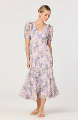 Lbruh Jessenia Floral Puff Sleeve Midi Dress